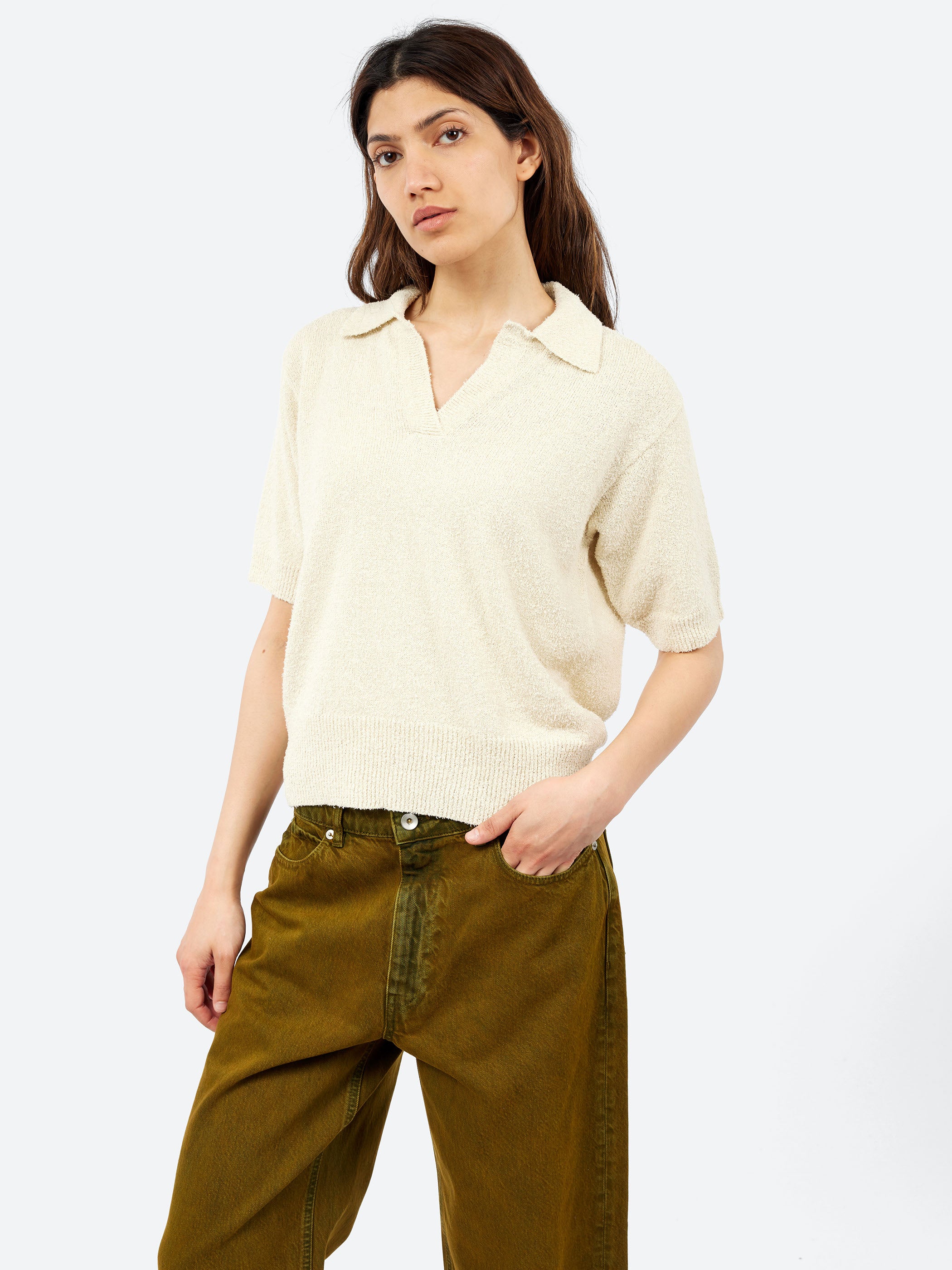 Linen and Cotton Knit Polo