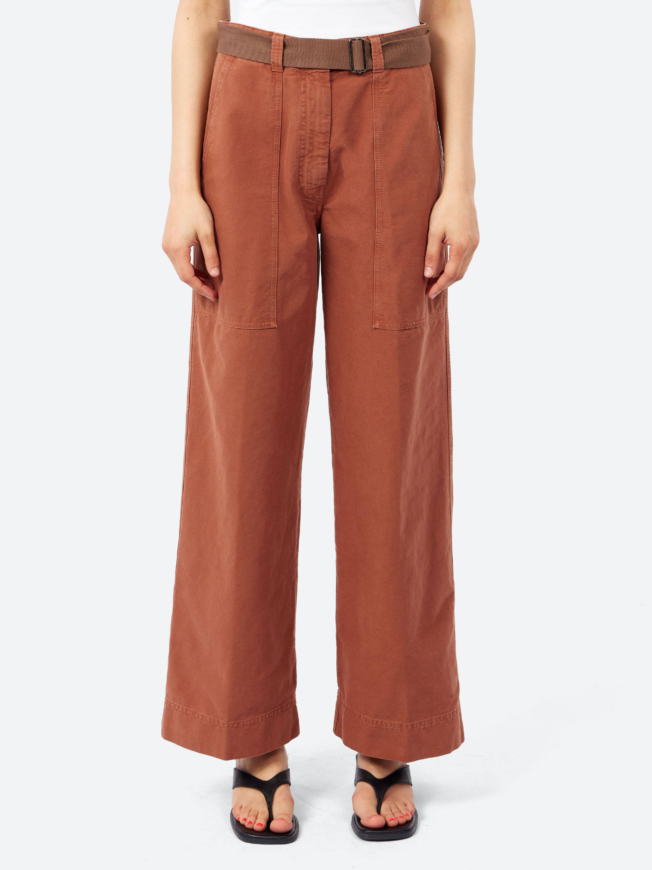 Cargo-Style Cotton Panama Trousers