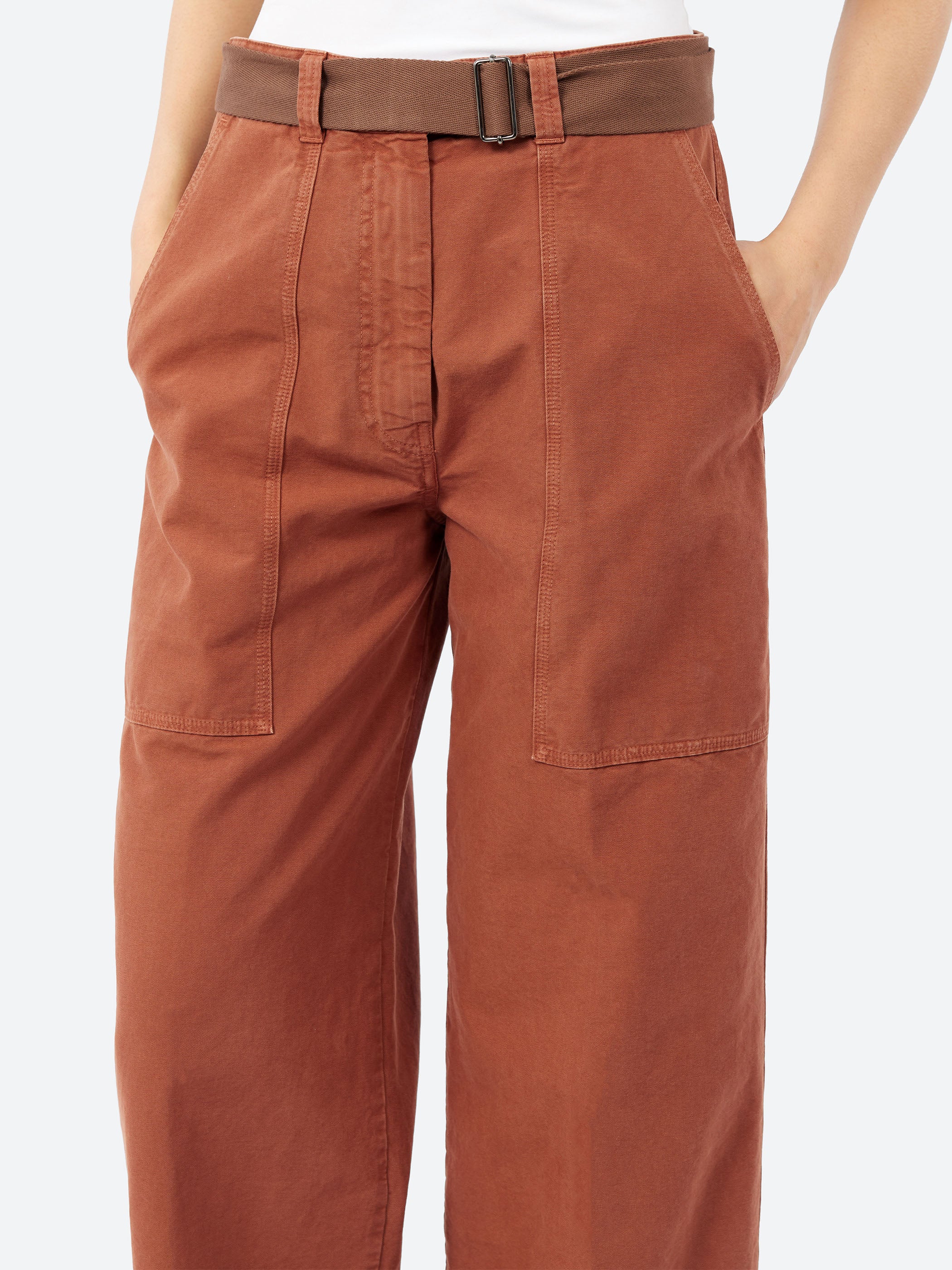 Cargo-Style Cotton Panama Trousers