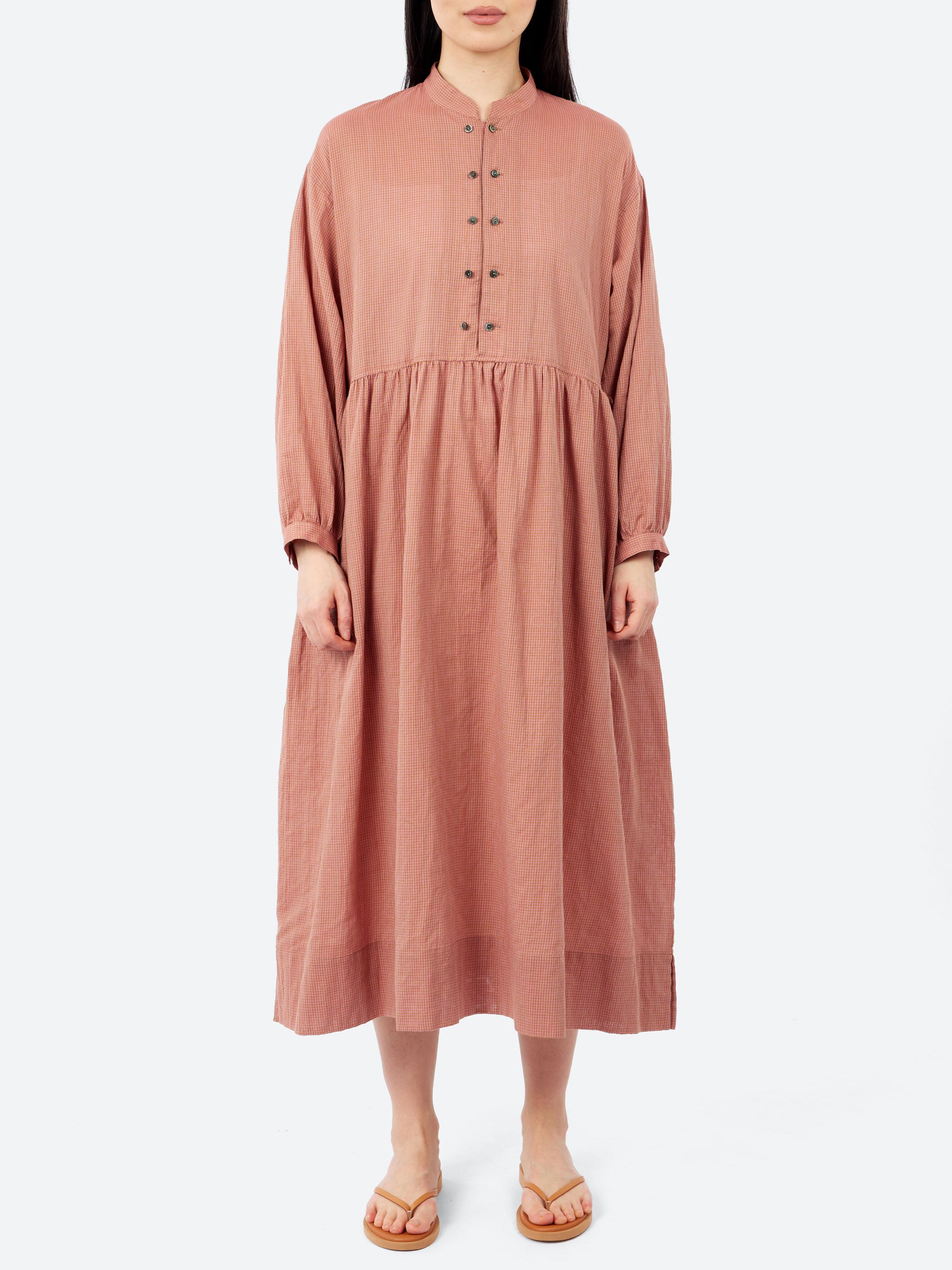 Shirring Lawn Gingham Farmer's Dress