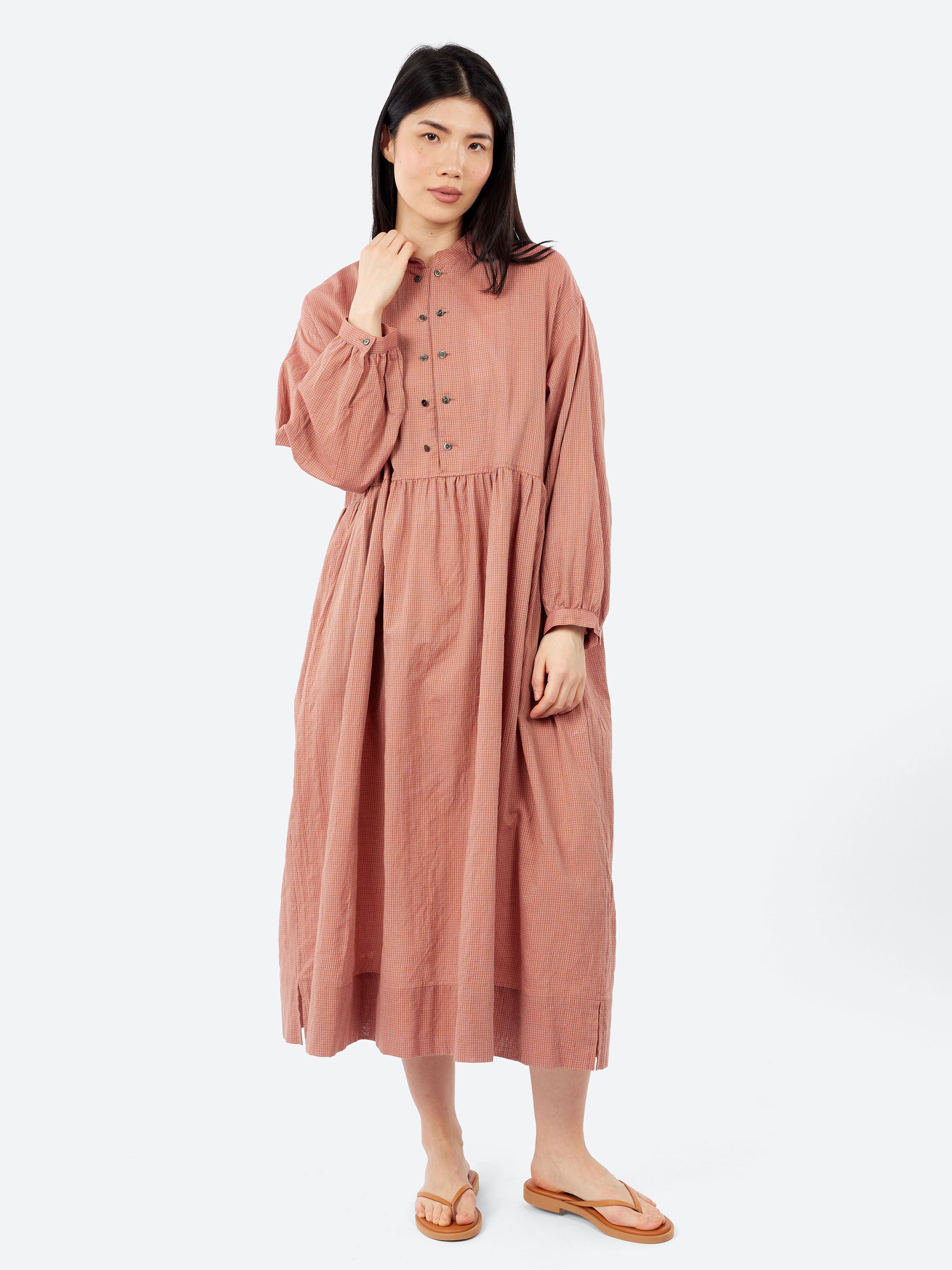 Shirring Lawn Gingham Farmer's Dress