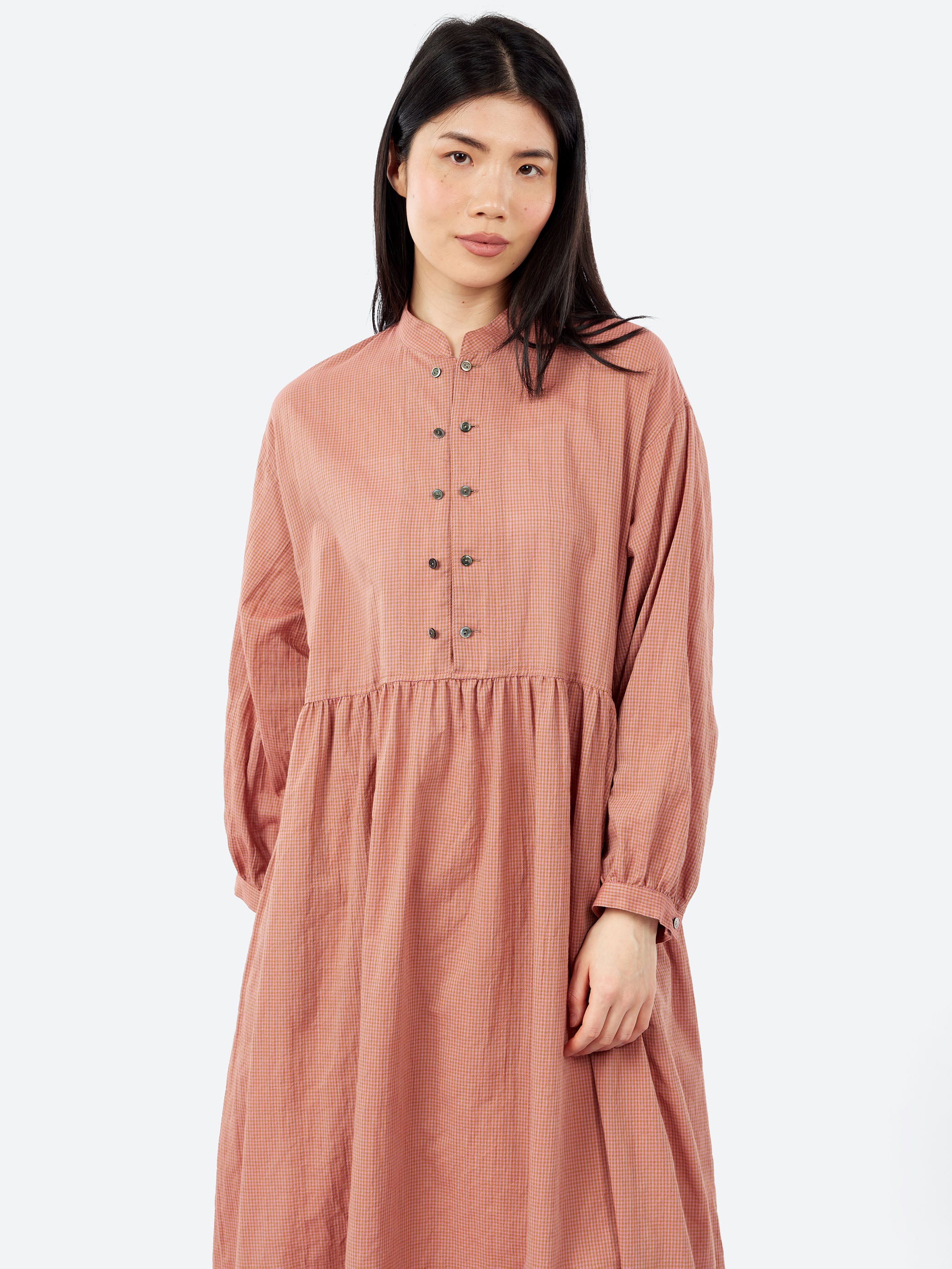 Shirring Lawn Gingham Farmer's Dress