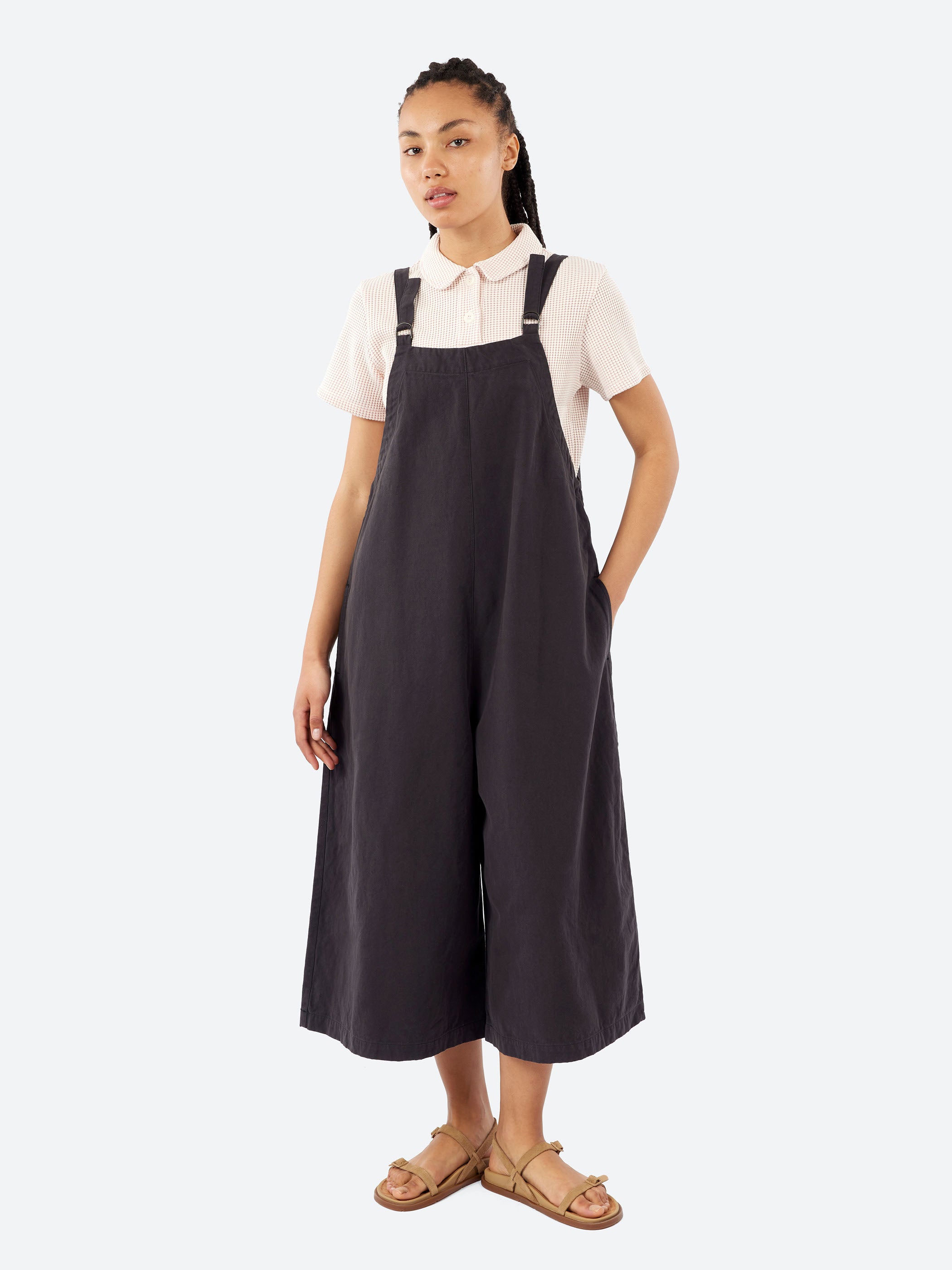 Cotton Linen Canvas Salopette Pants