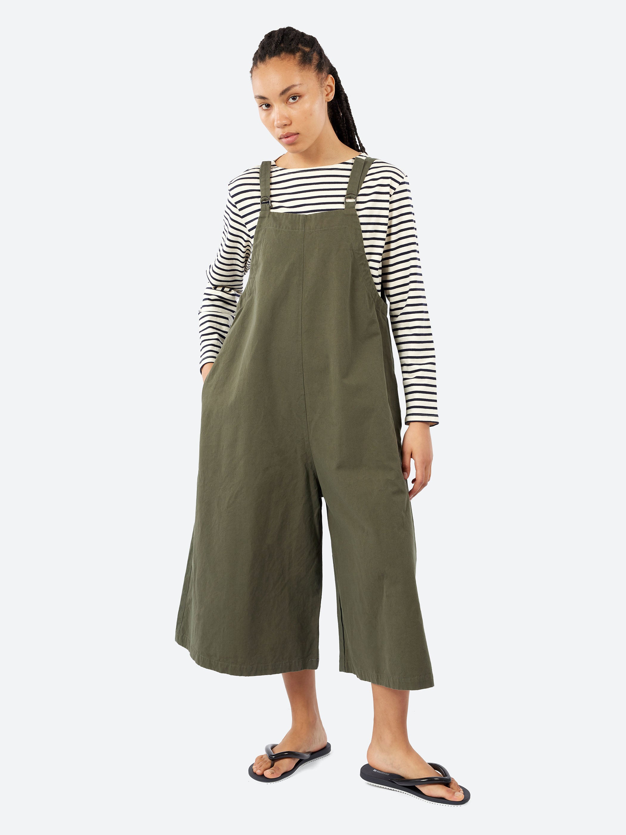 Cotton Linen Canvas Salopette Pants