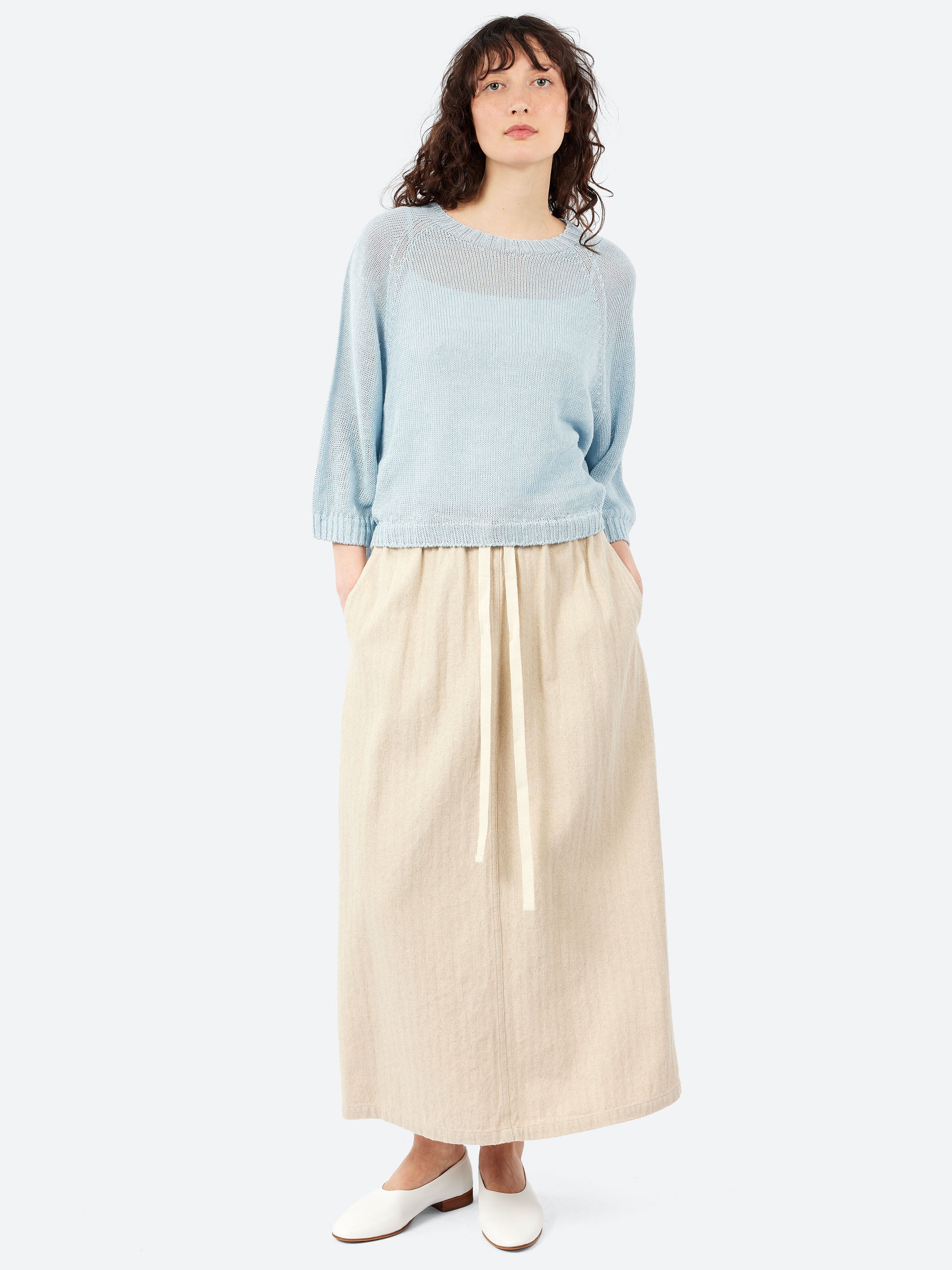 Cotton Linen Herringbone Skirt