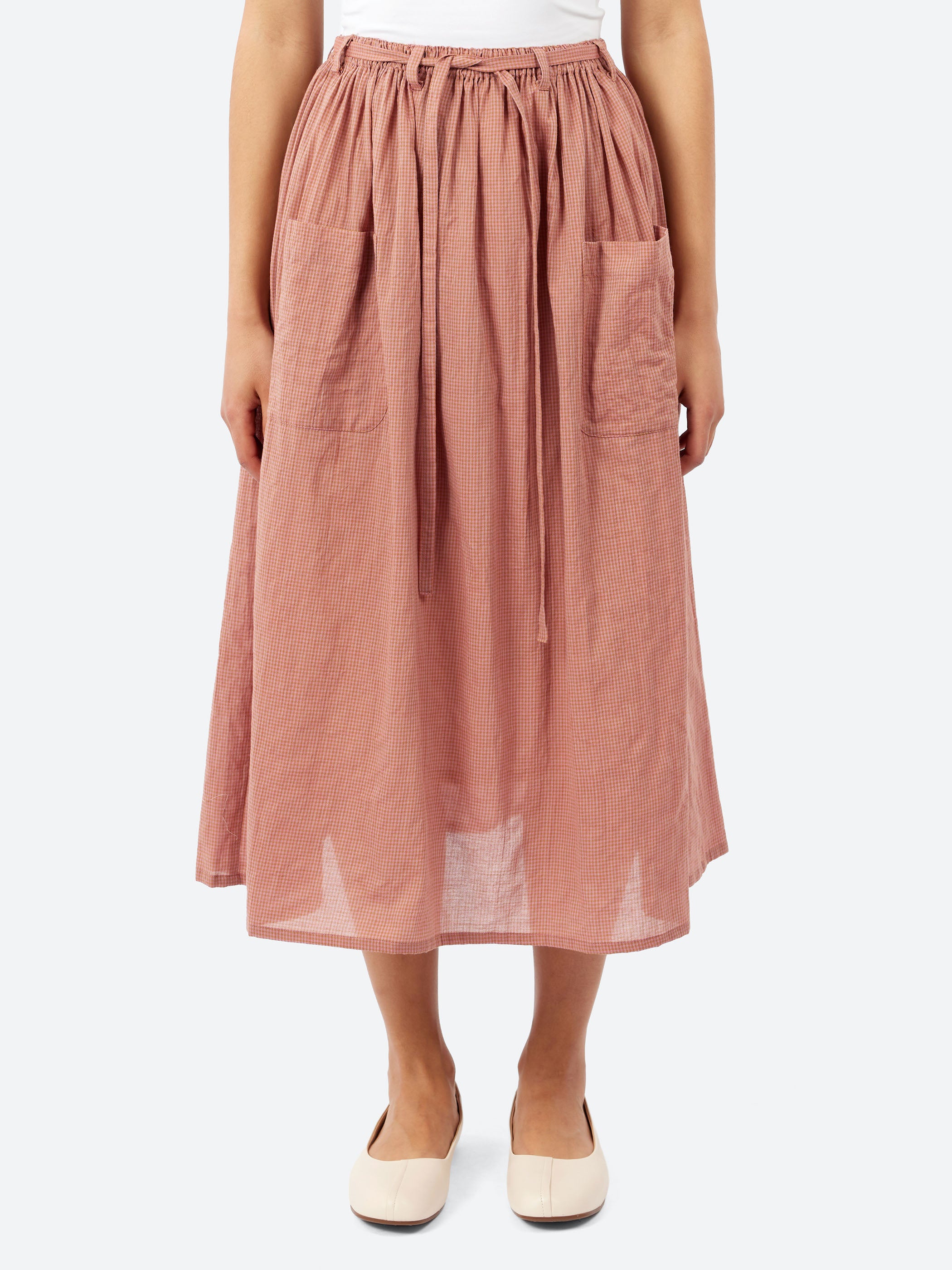 Shirring Lawn Gingham Byon-Byon Skirt