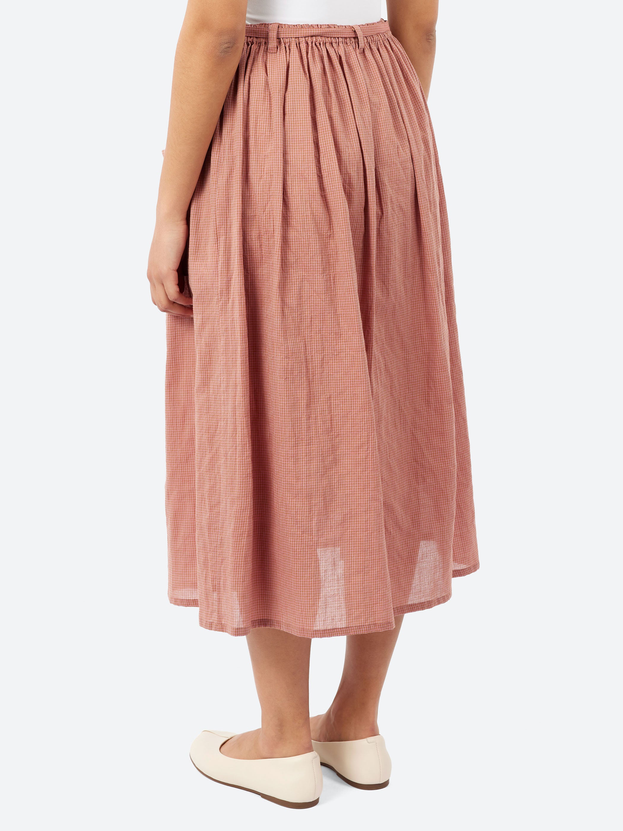 Shirring Lawn Gingham Byon-Byon Skirt