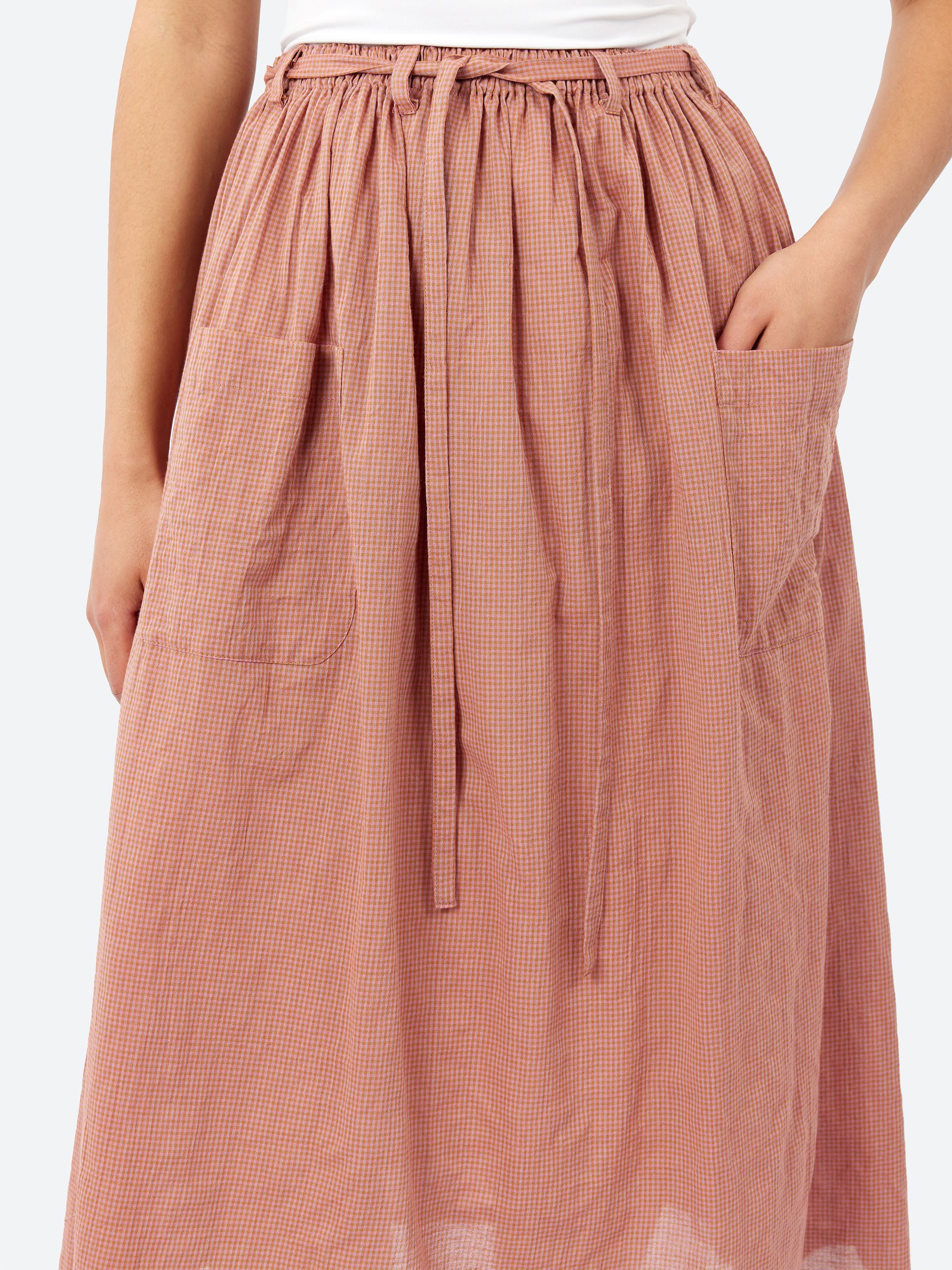 Shirring Lawn Gingham Byon-Byon Skirt