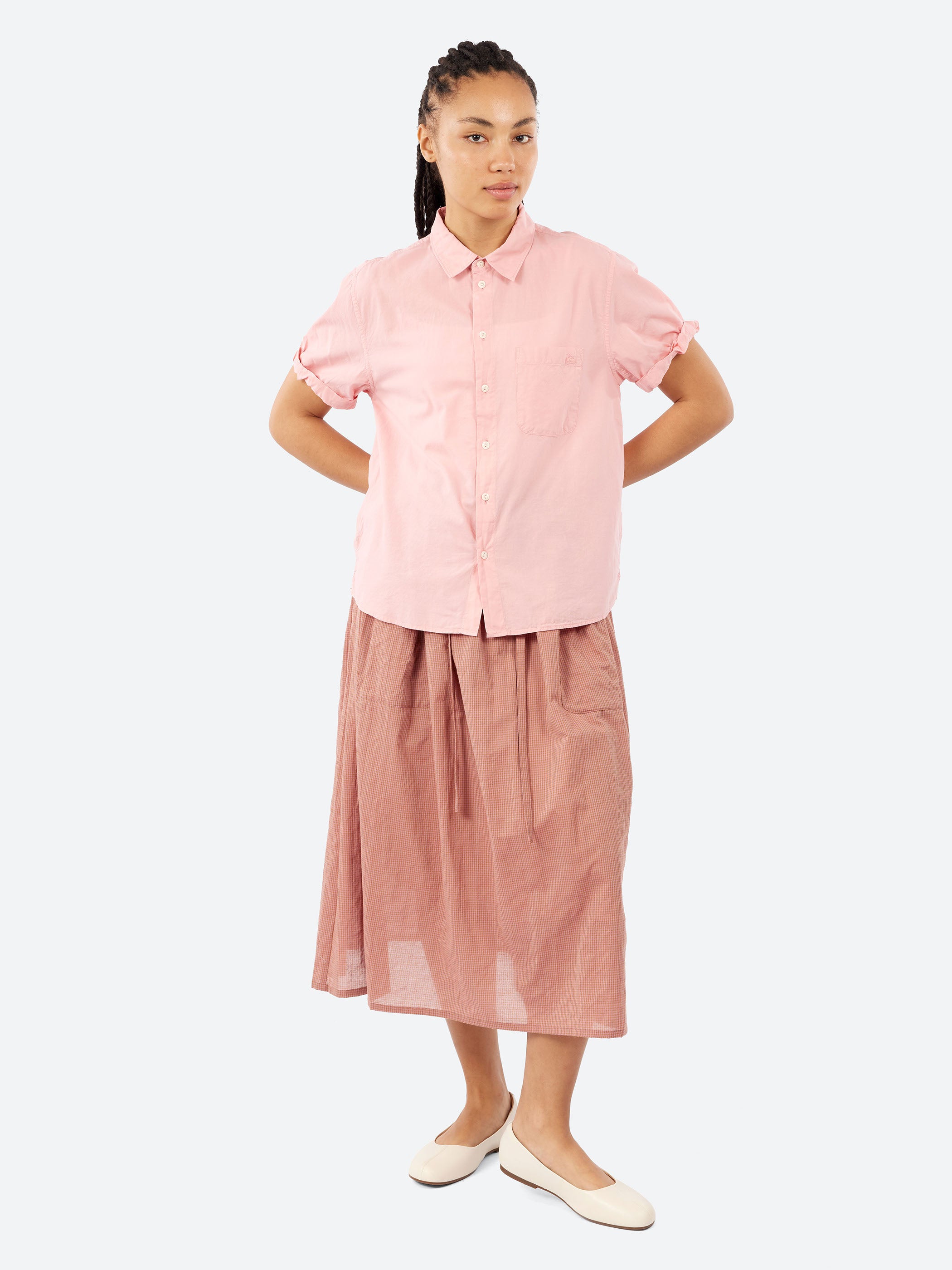 Shirring Lawn Gingham Byon-Byon Skirt
