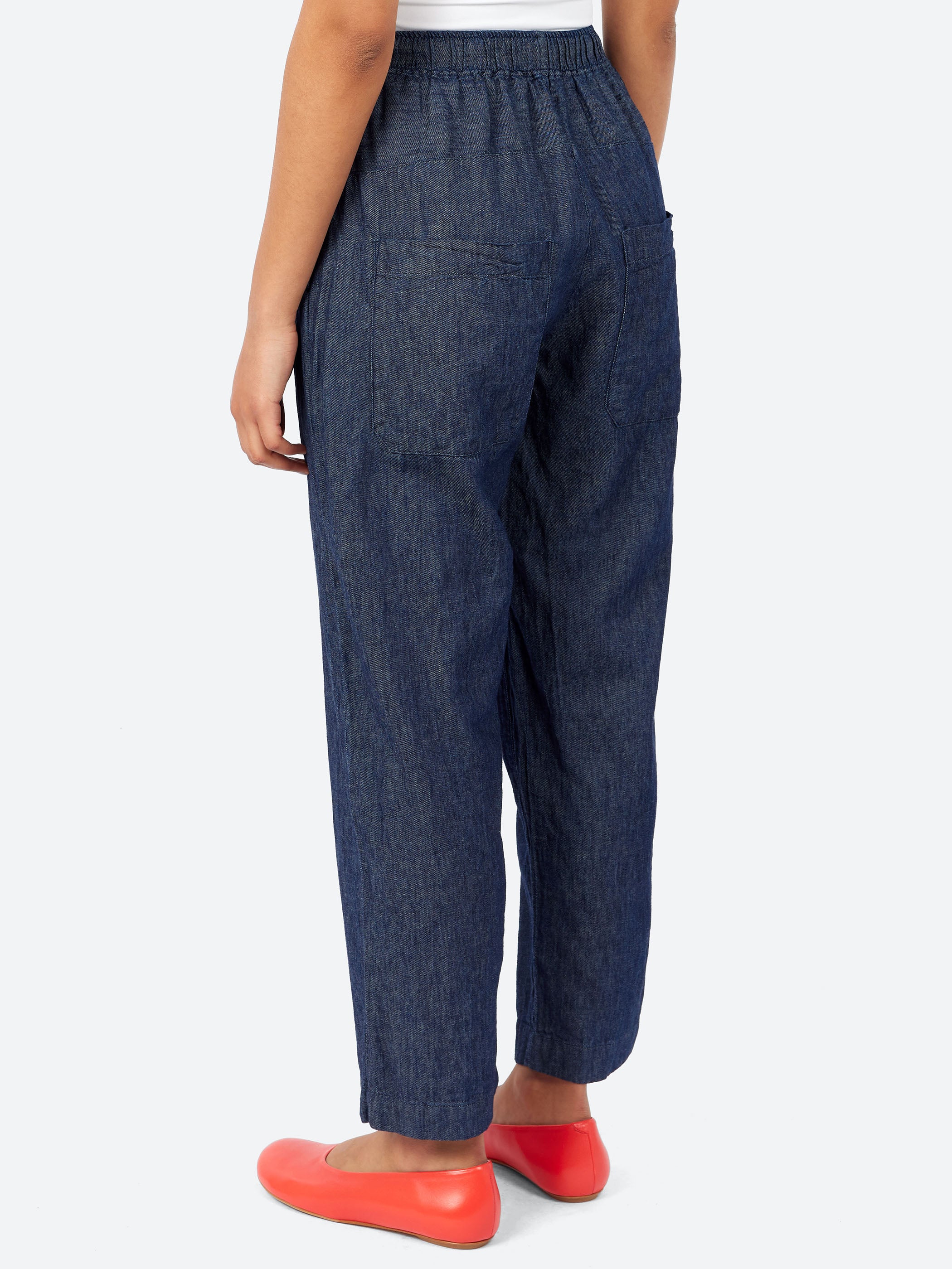 Linen and Cotton Denim Balloon Pants