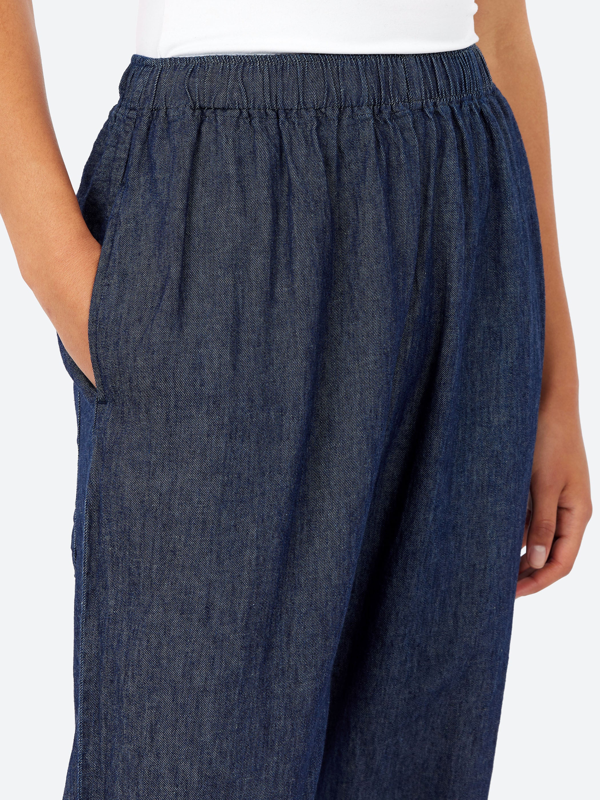 Linen and Cotton Denim Balloon Pants