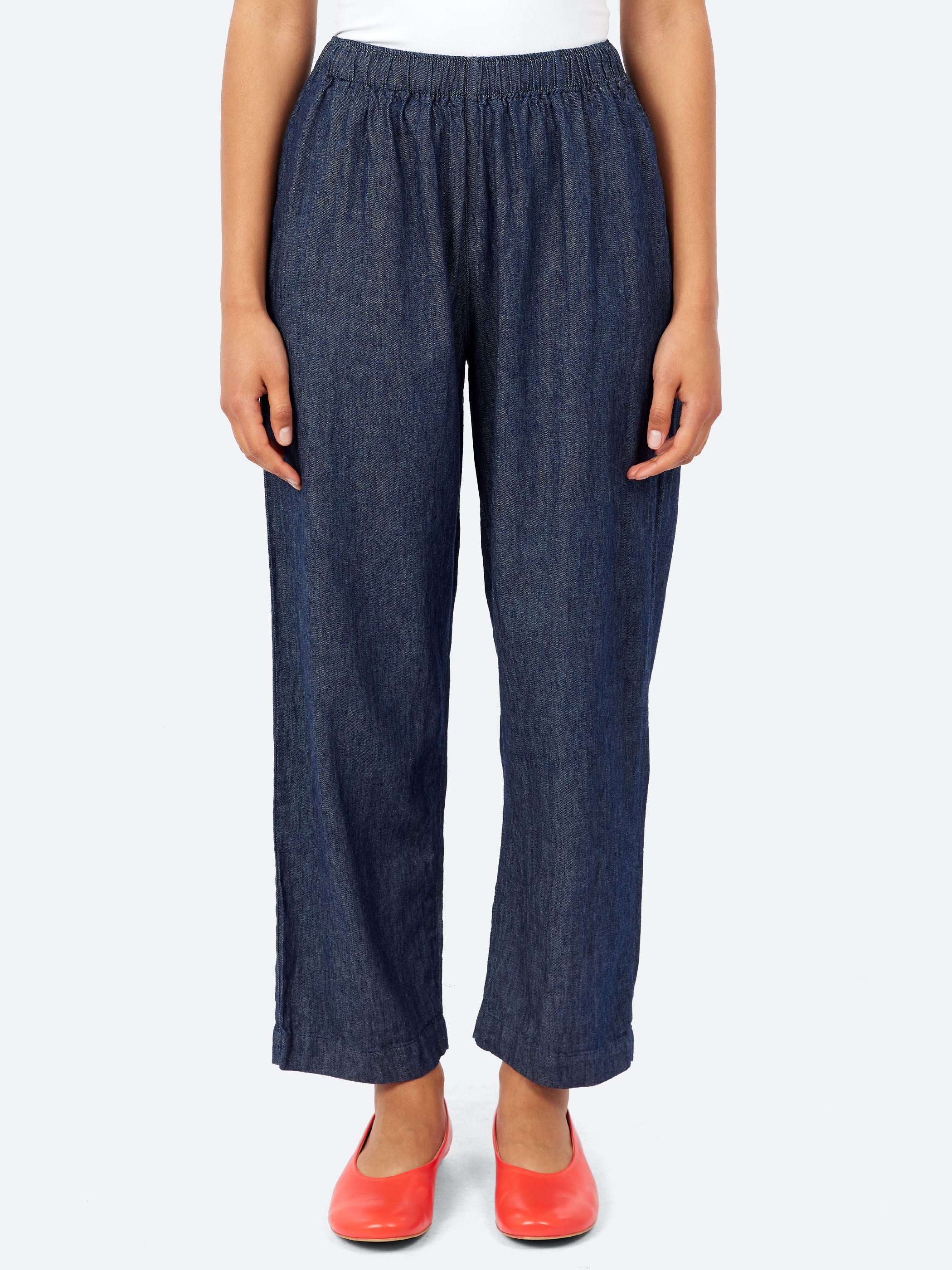 Linen and Cotton Denim Balloon Pants