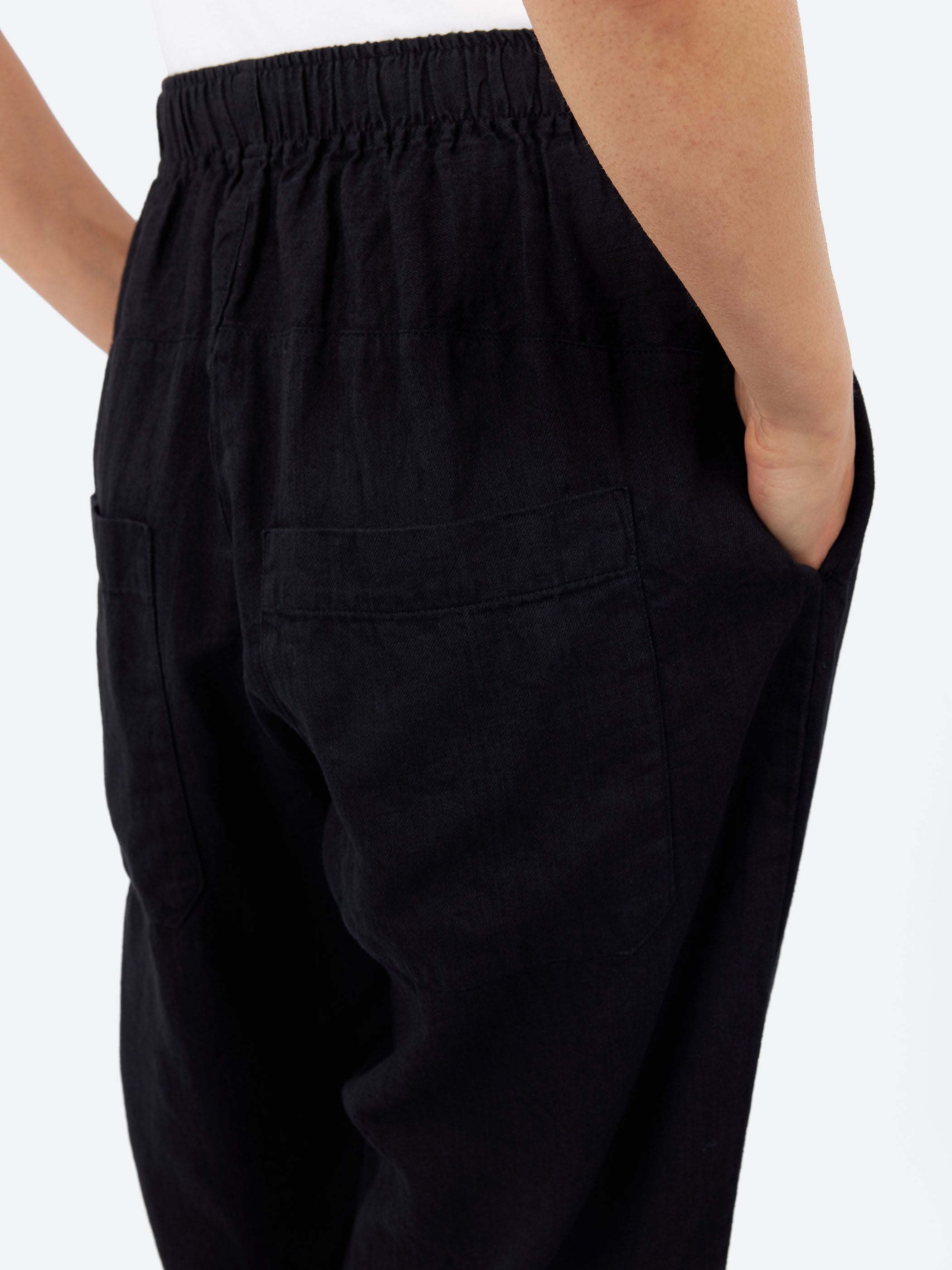 Linen and Cotton Denim Balloon Pants