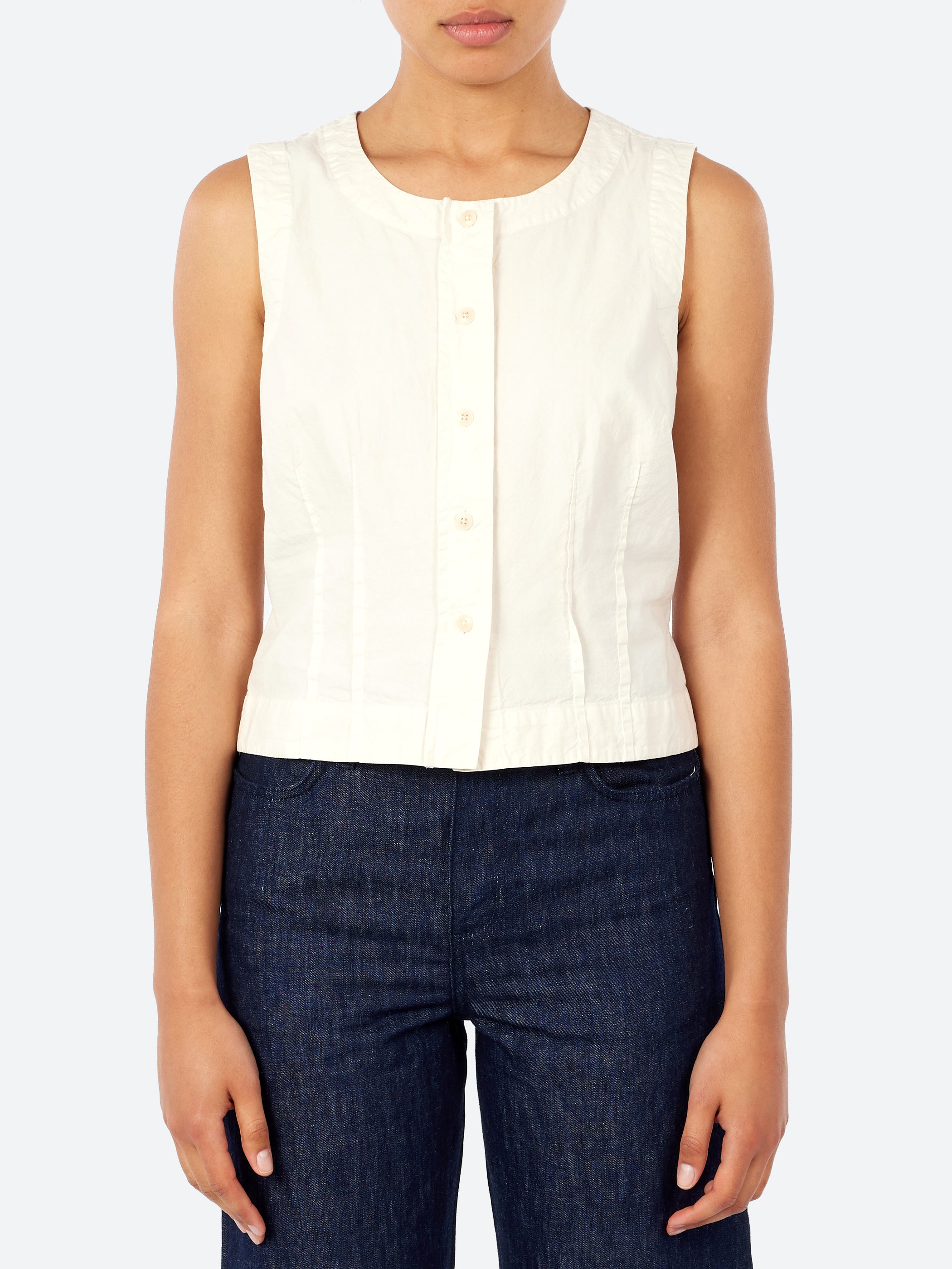 Cotton Linen Poplin Sleeveless Top