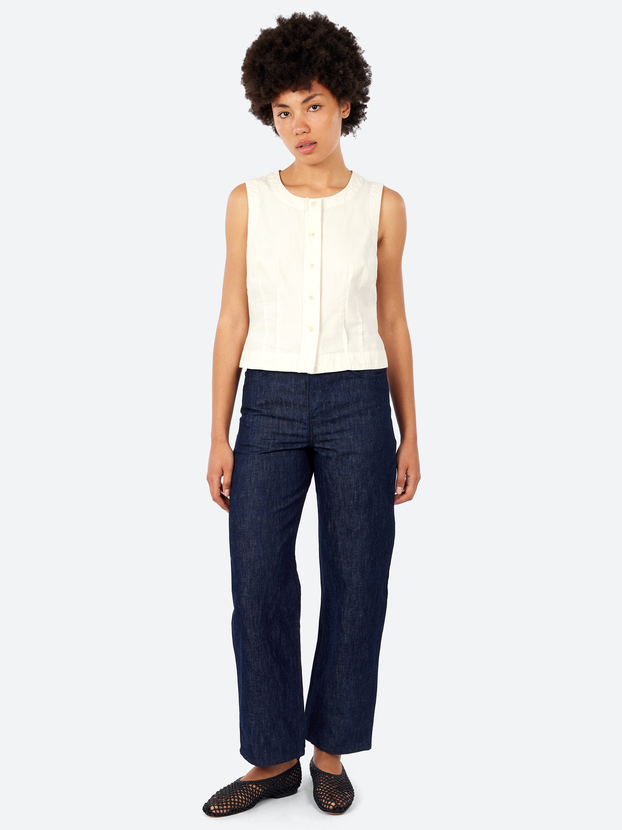 Cotton Linen Poplin Sleeveless Top