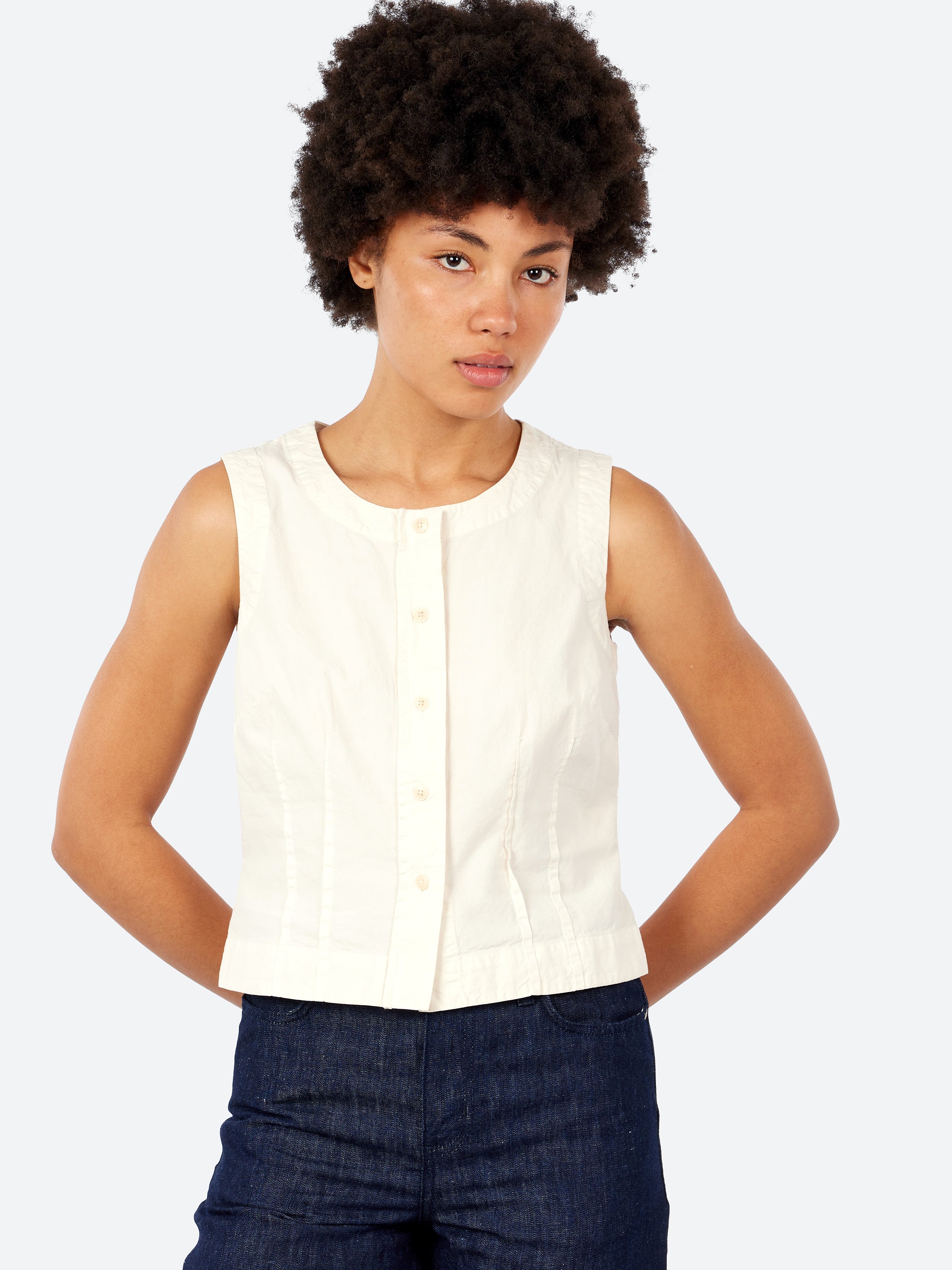 Cotton Linen Poplin Sleeveless Top
