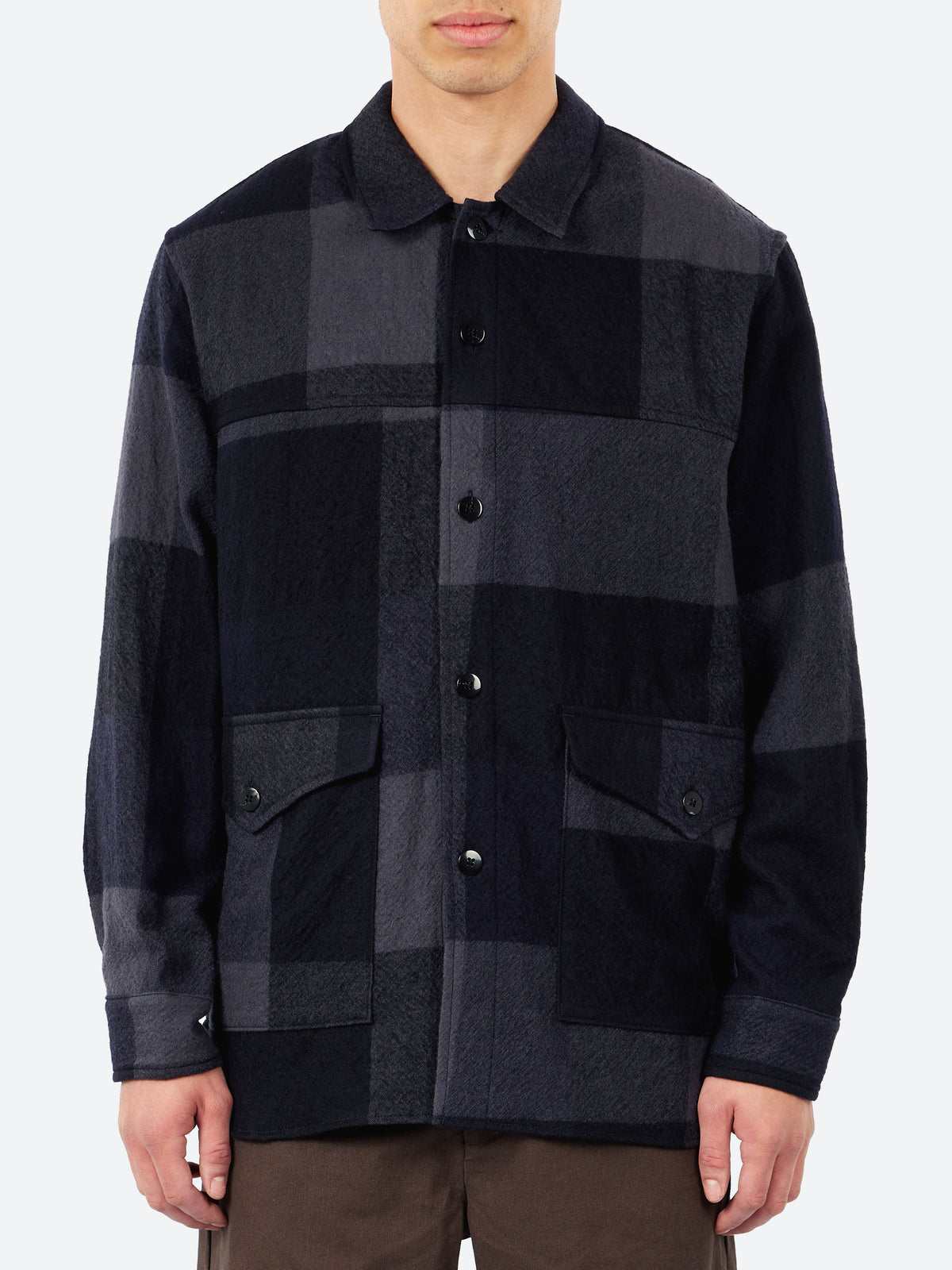 Wool Panel Check Shirt Jacket