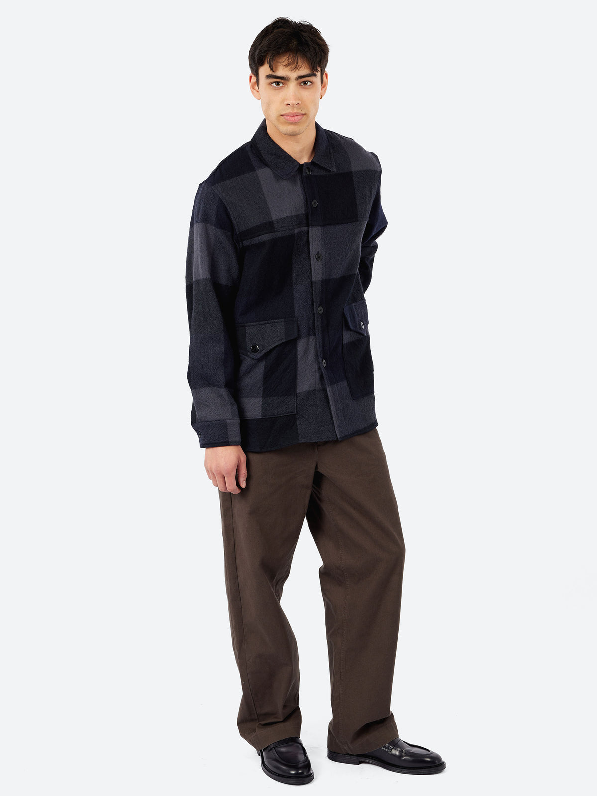 Wool Panel Check Shirt Jacket