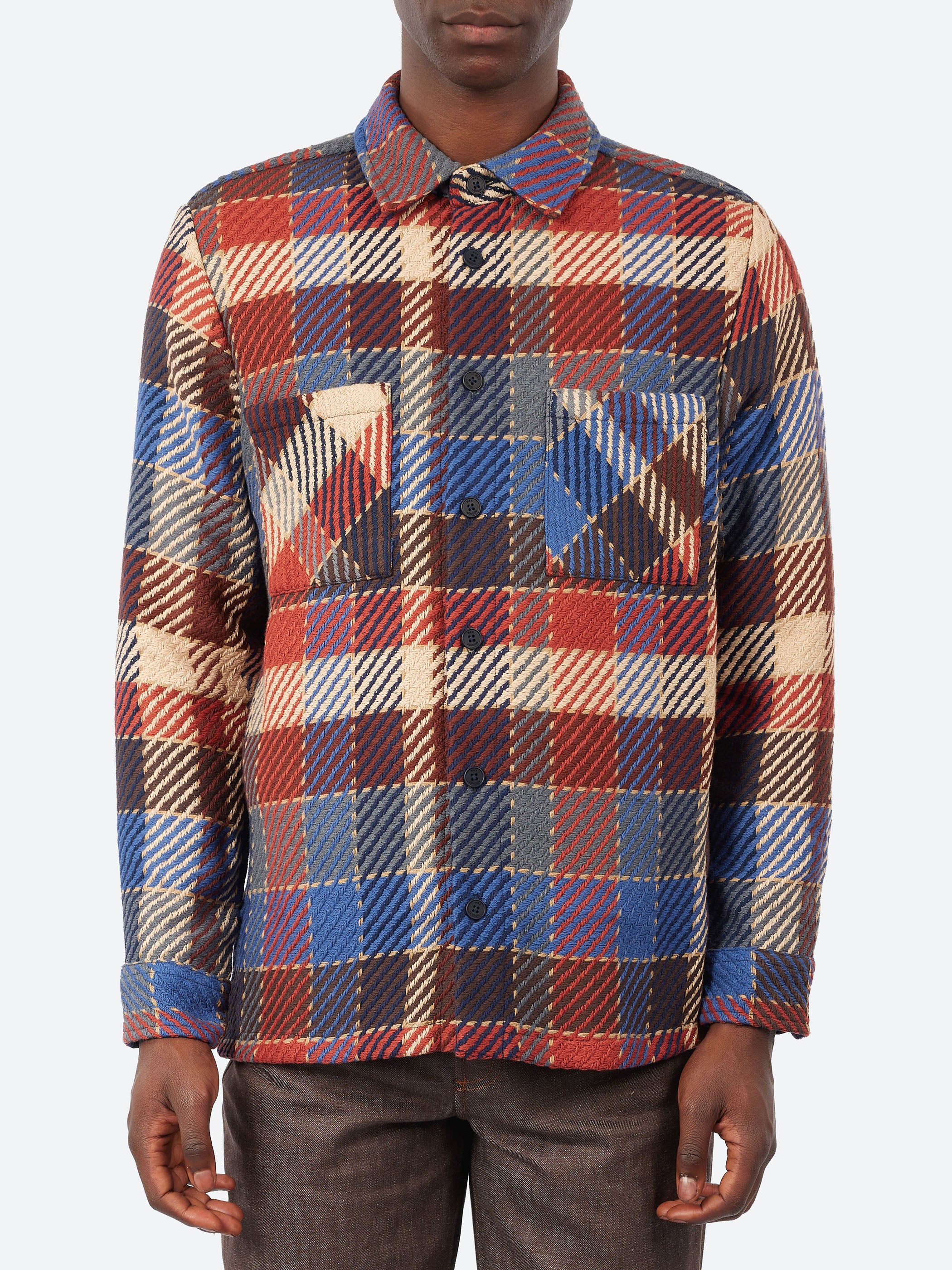 Wax London - Whiting Overshirt in Grey Houndstooth Wool – gravitypope