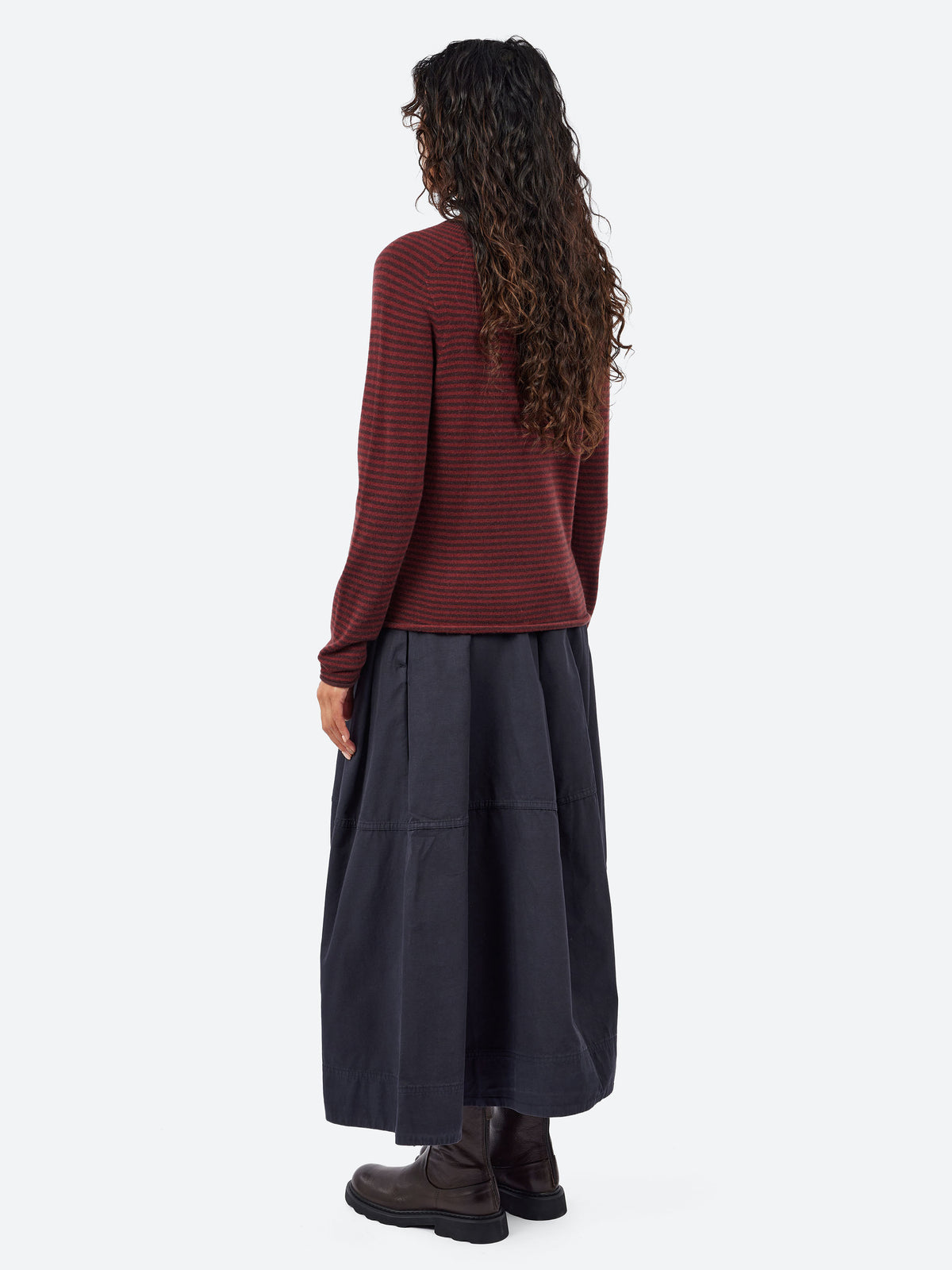 Stripe Wool Cashmere Neat Sweater