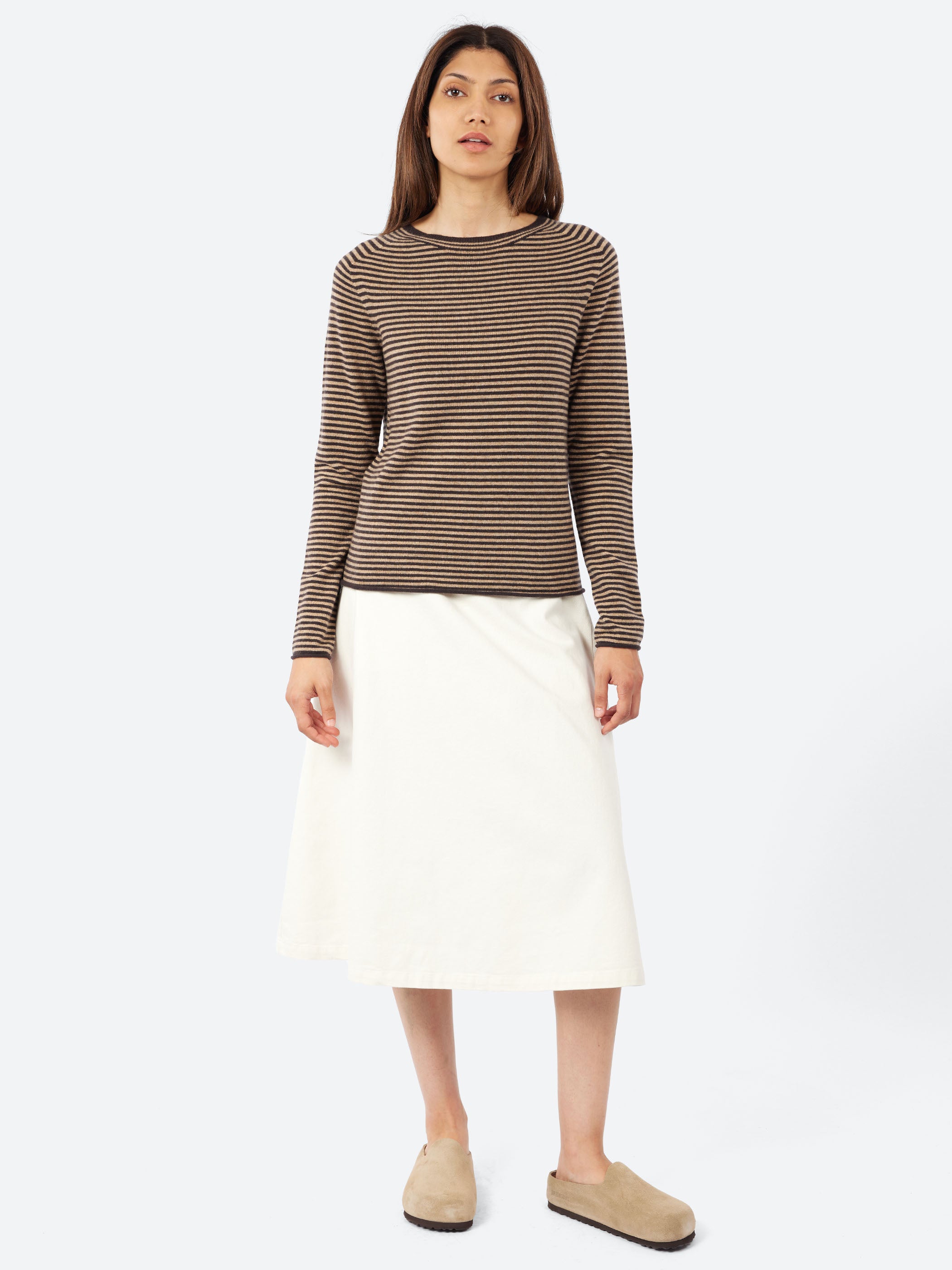 Stripe Wool Cashmere Neat Sweater
