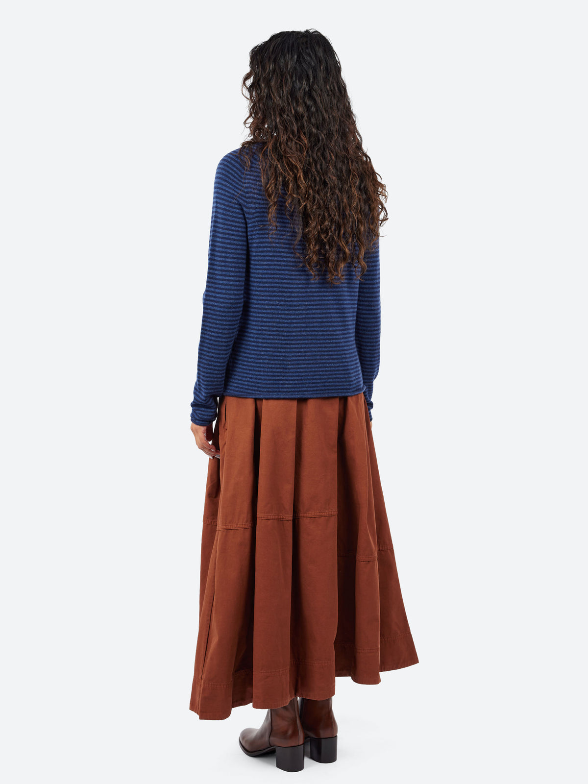 Stripe Wool Cashmere Neat Sweater