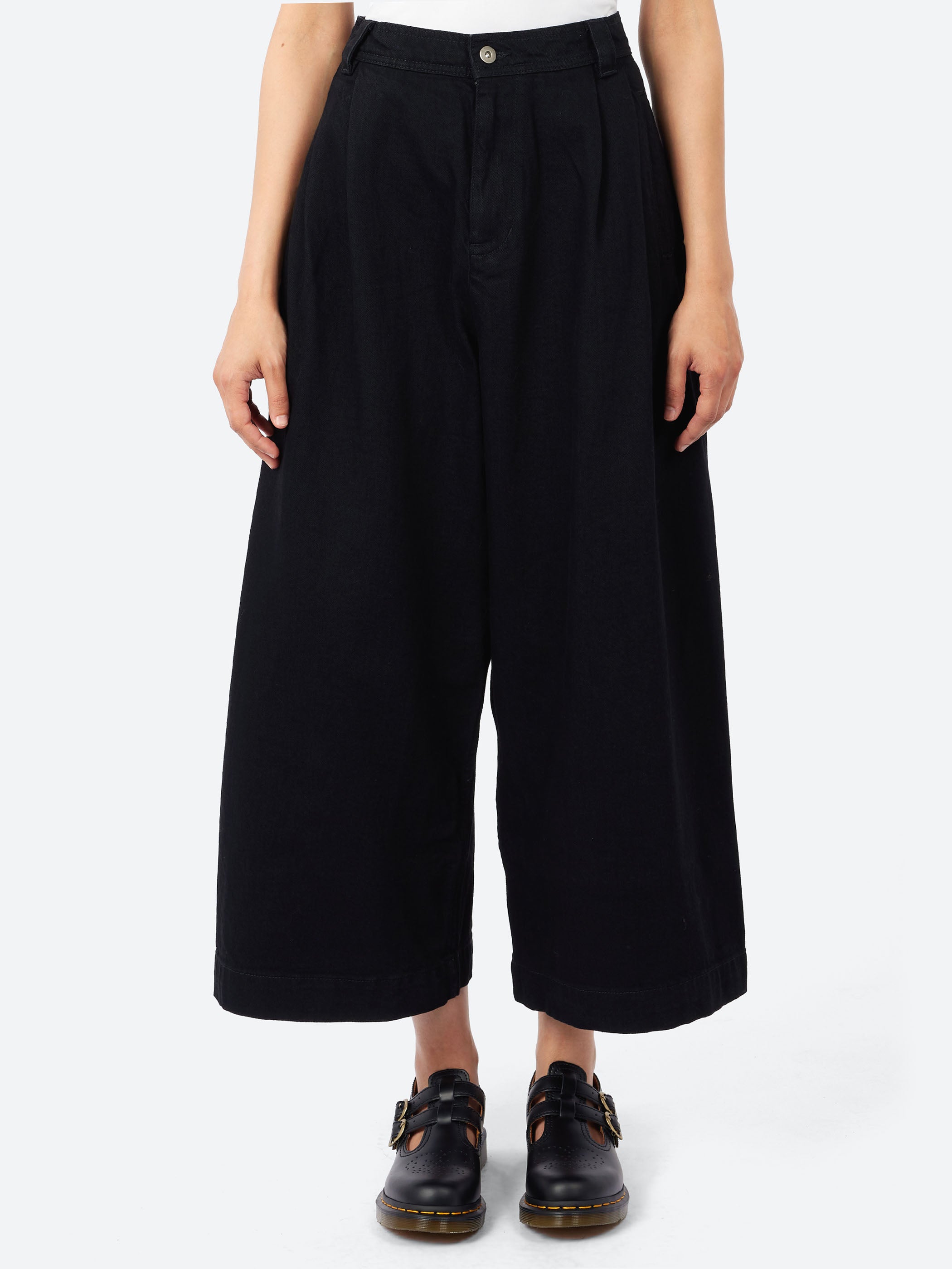 Denim Pleat Front Trousers
