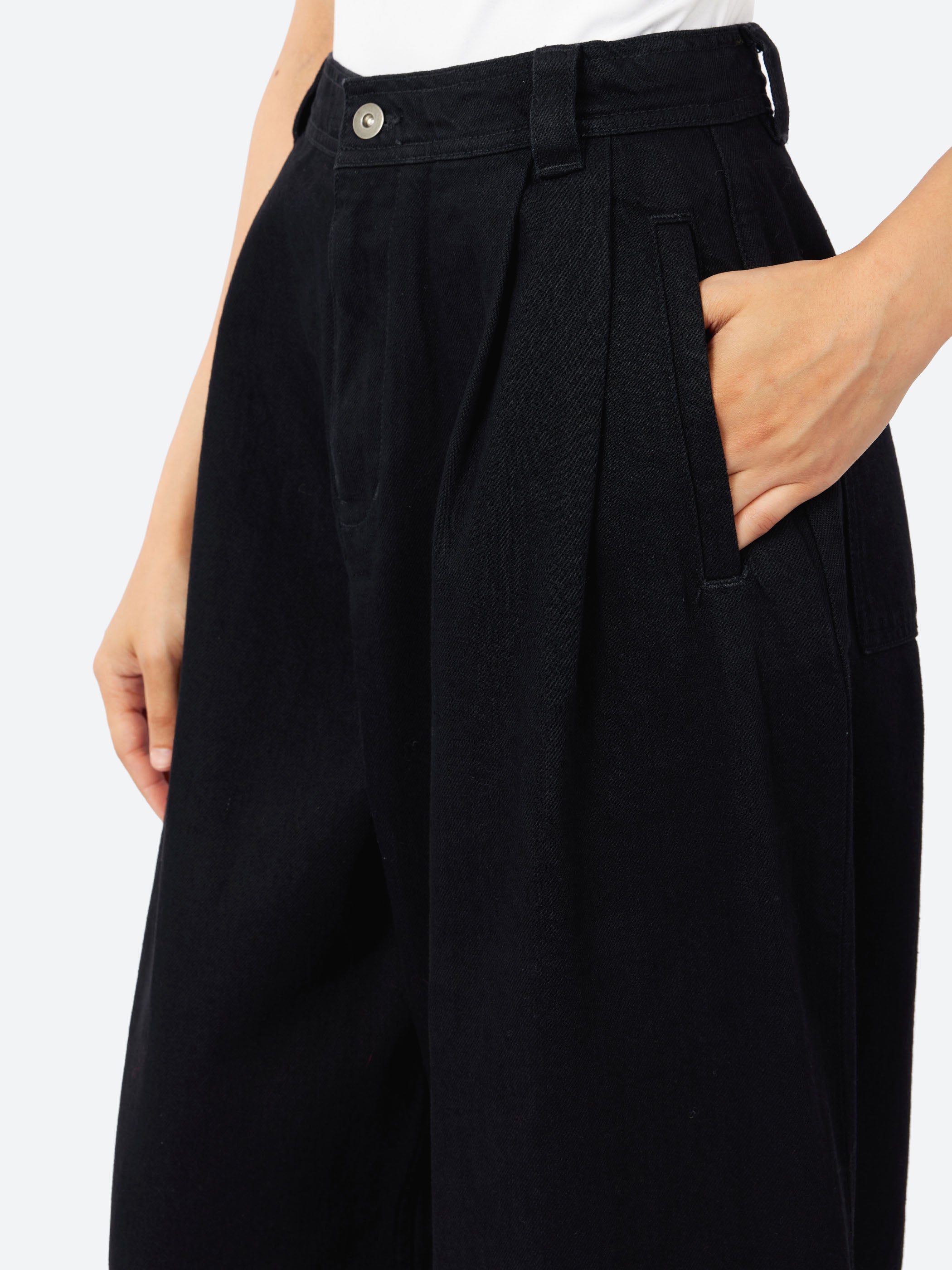 Denim Pleat Front Trousers