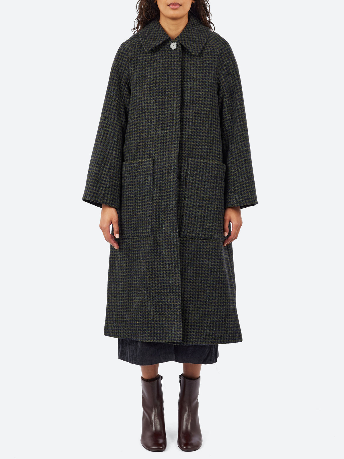 Frankie Check Wool Raglan Coat
