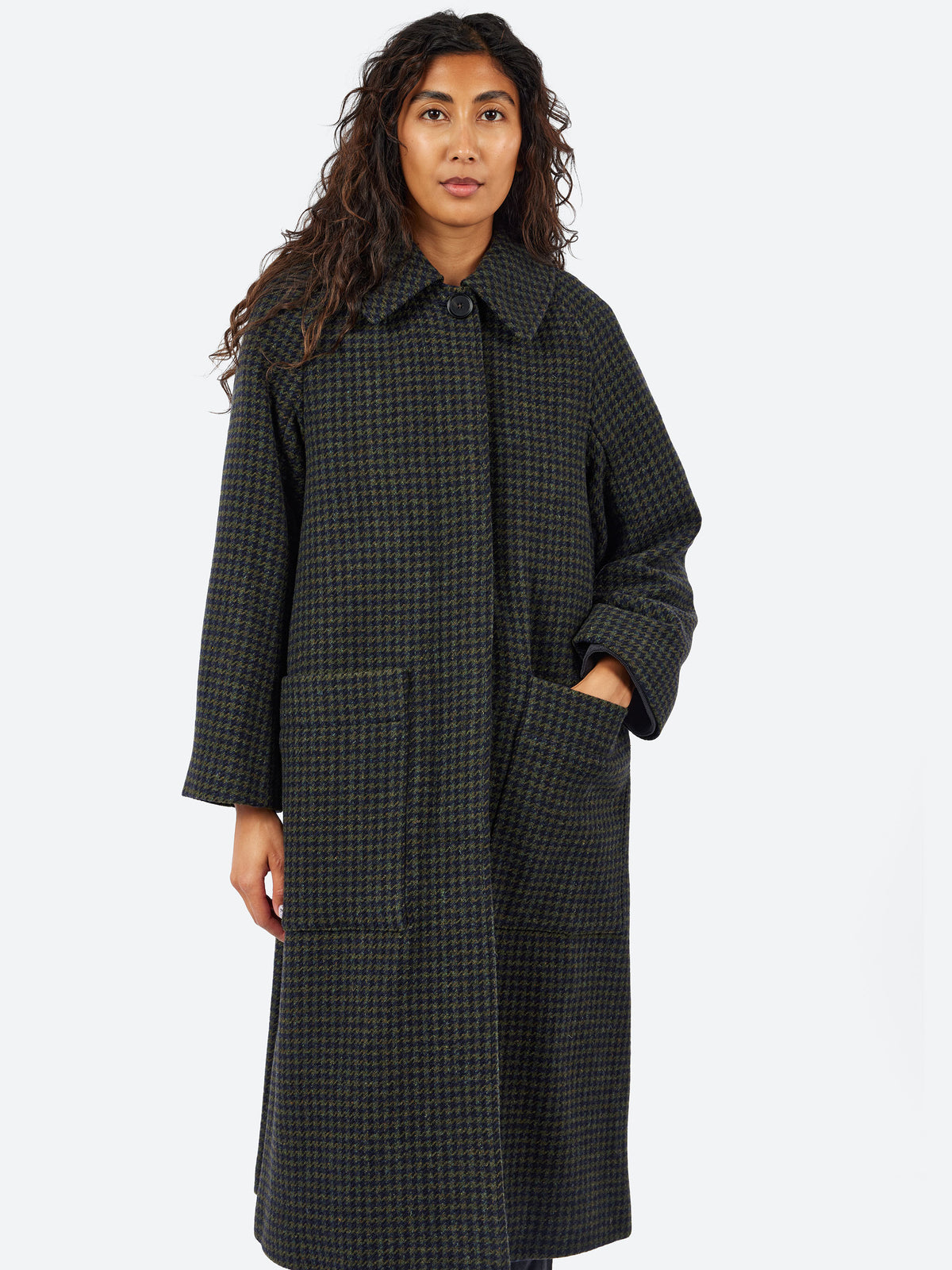 Frankie Check Wool Raglan Coat