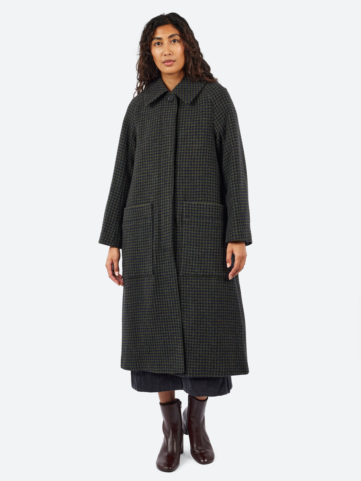 Frankie Check Wool Raglan Coat