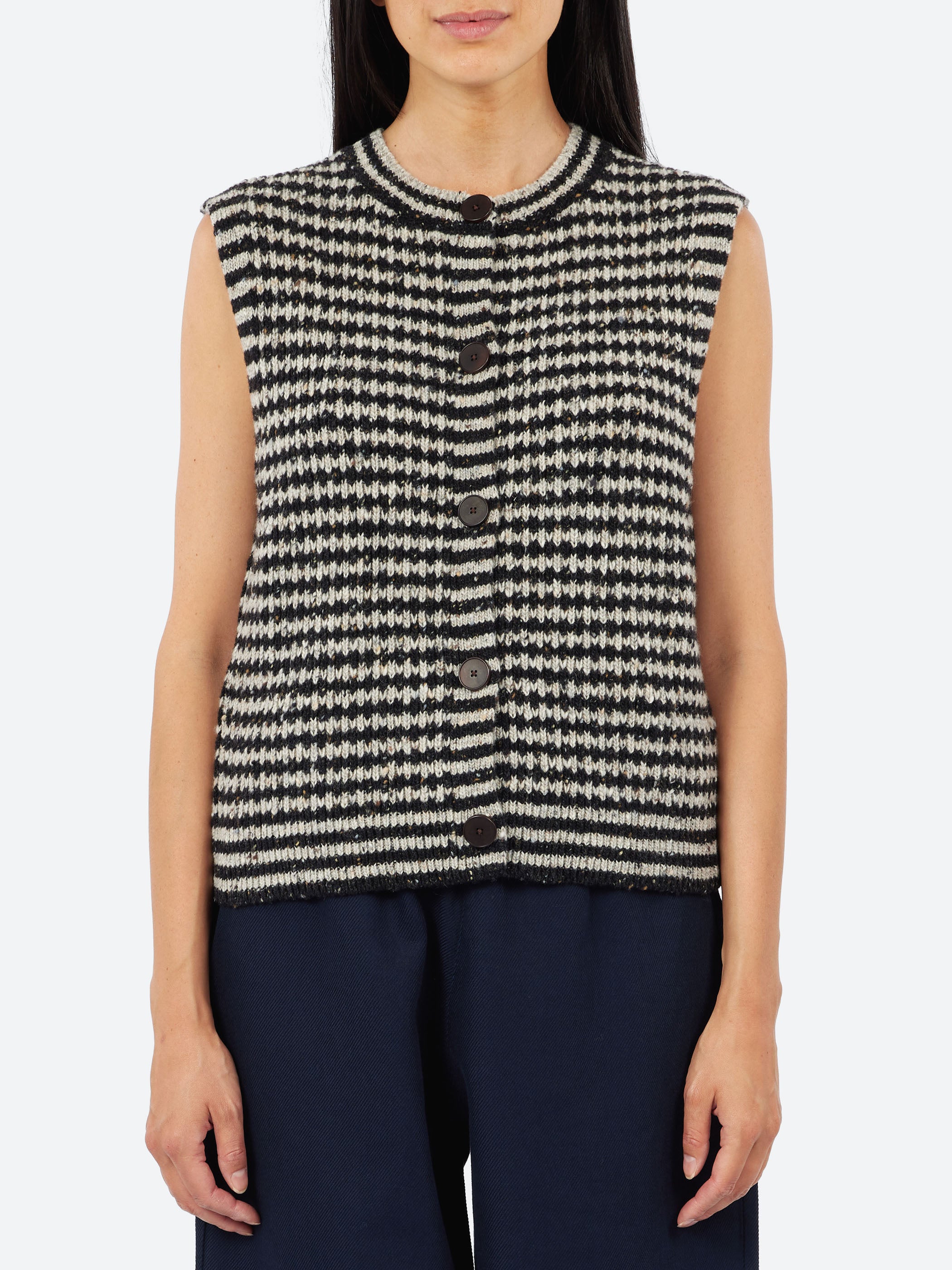 Striped Donegal Wool Buttoned Tank