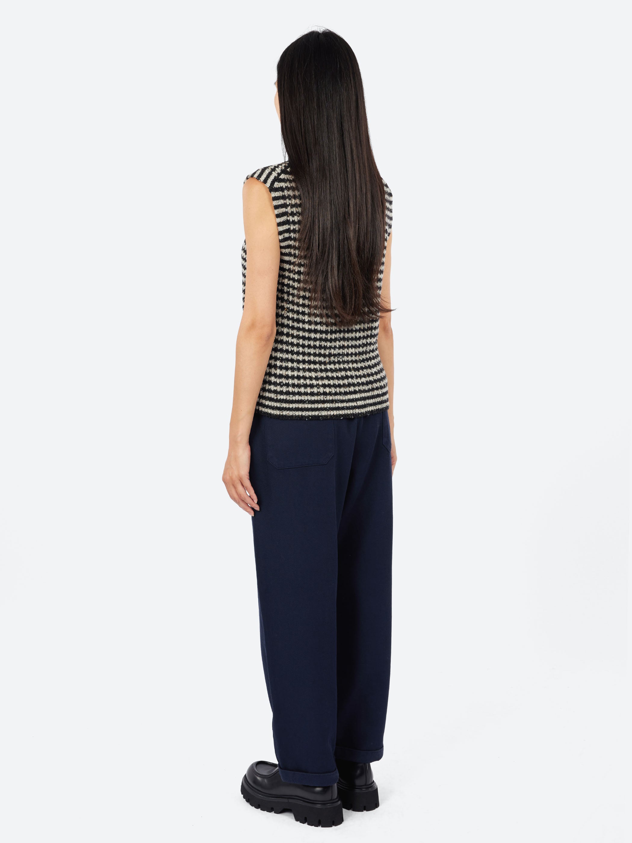 Striped Donegal Wool Buttoned Tank