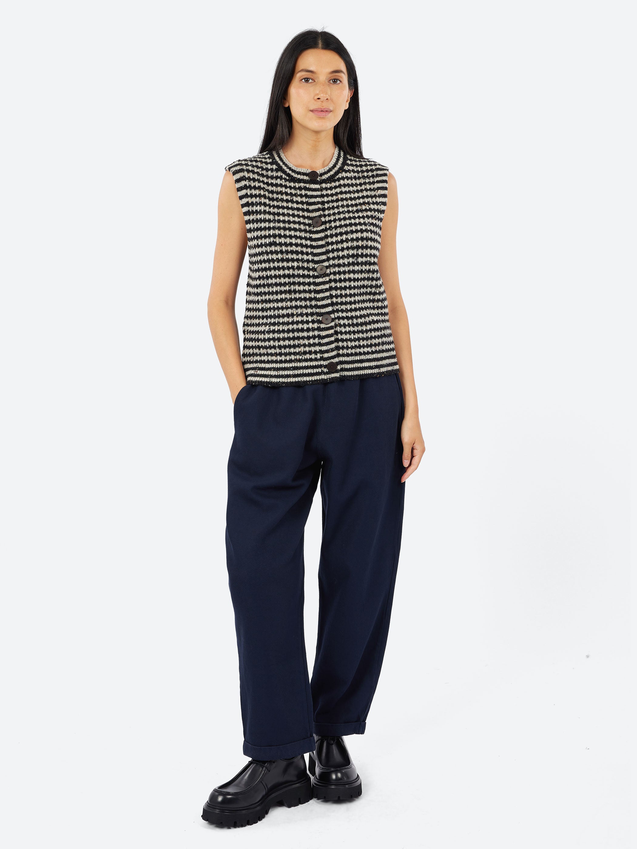 Striped Donegal Wool Buttoned Tank