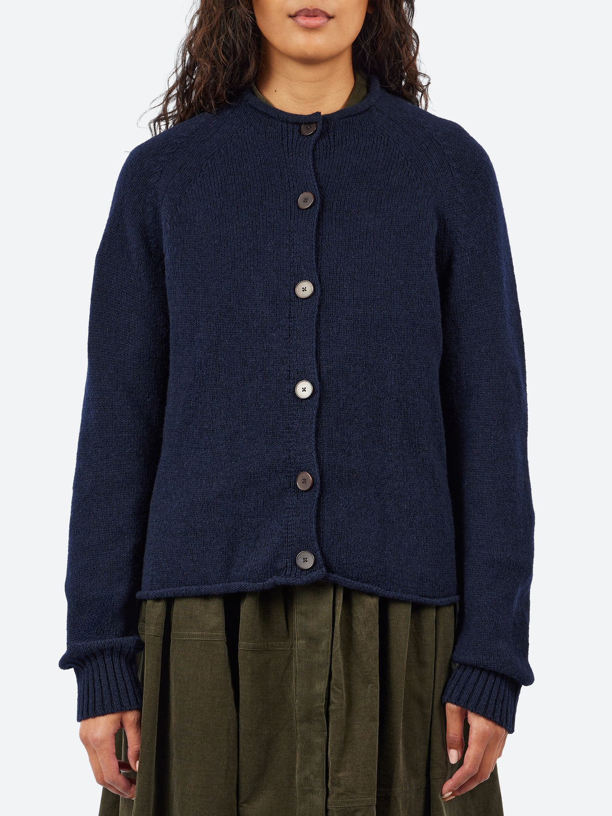 Heathery Wool High Neck Cardigan