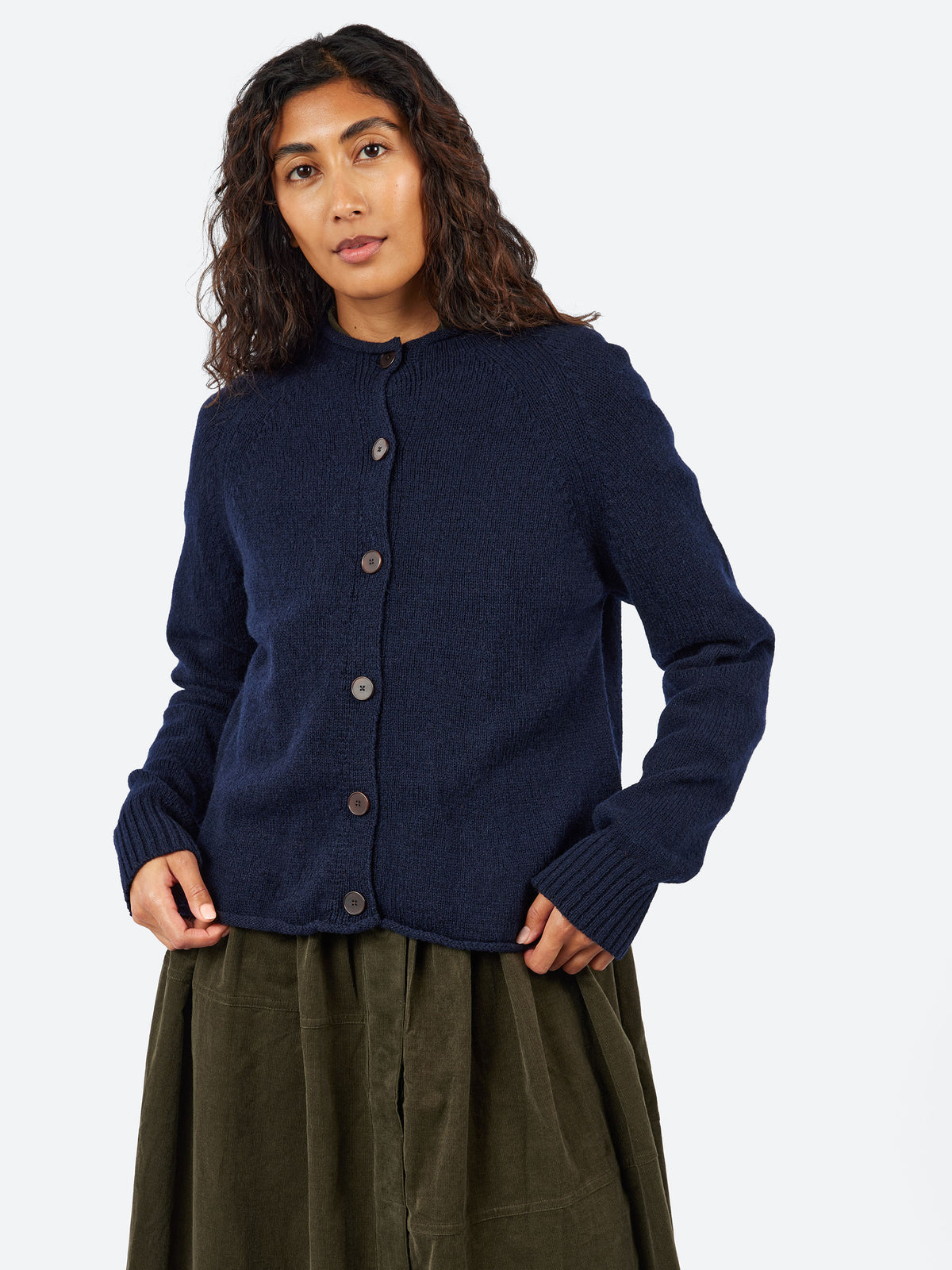 Heathery Wool High Neck Cardigan