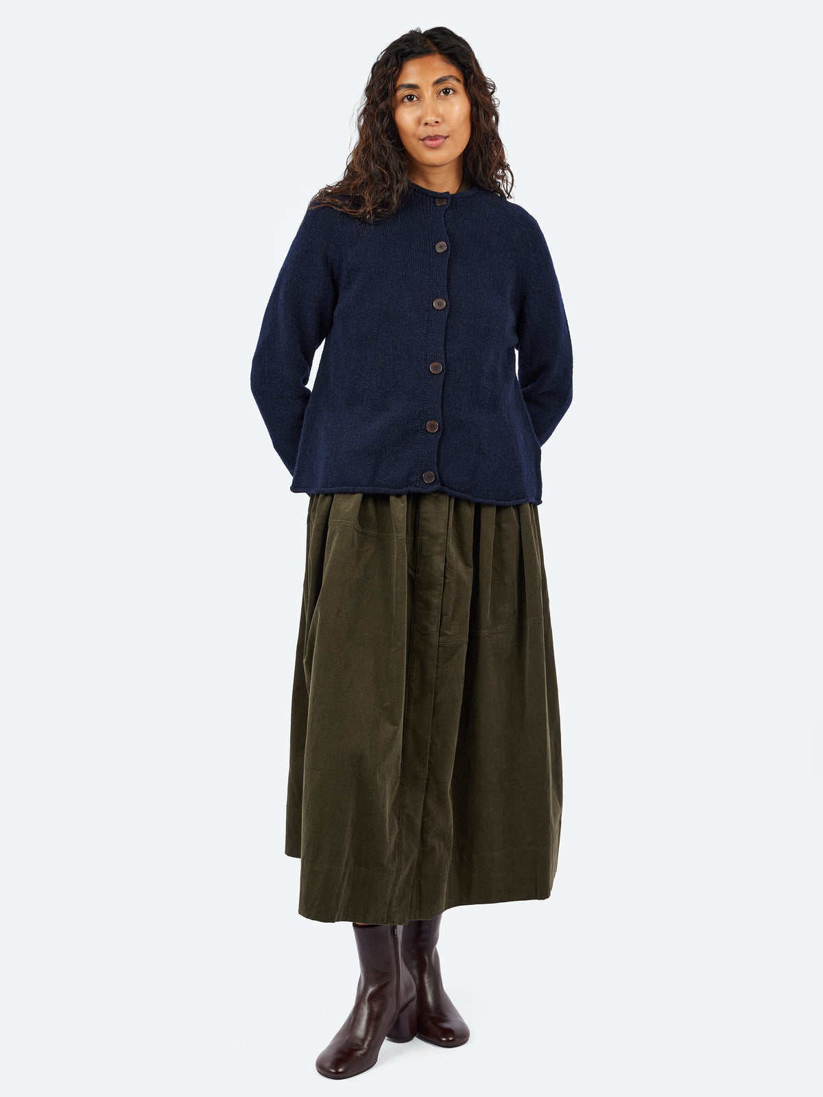 Heathery Wool High Neck Cardigan