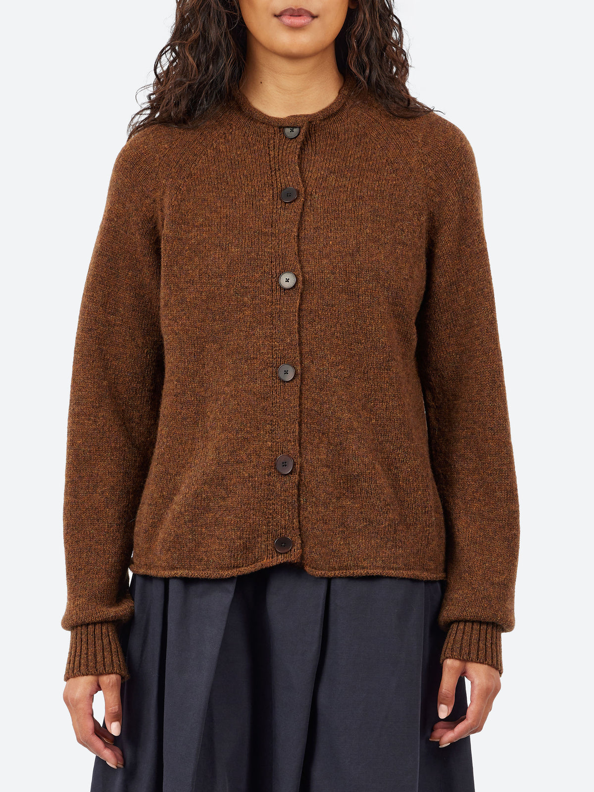 Heathery Wool High Neck Cardigan