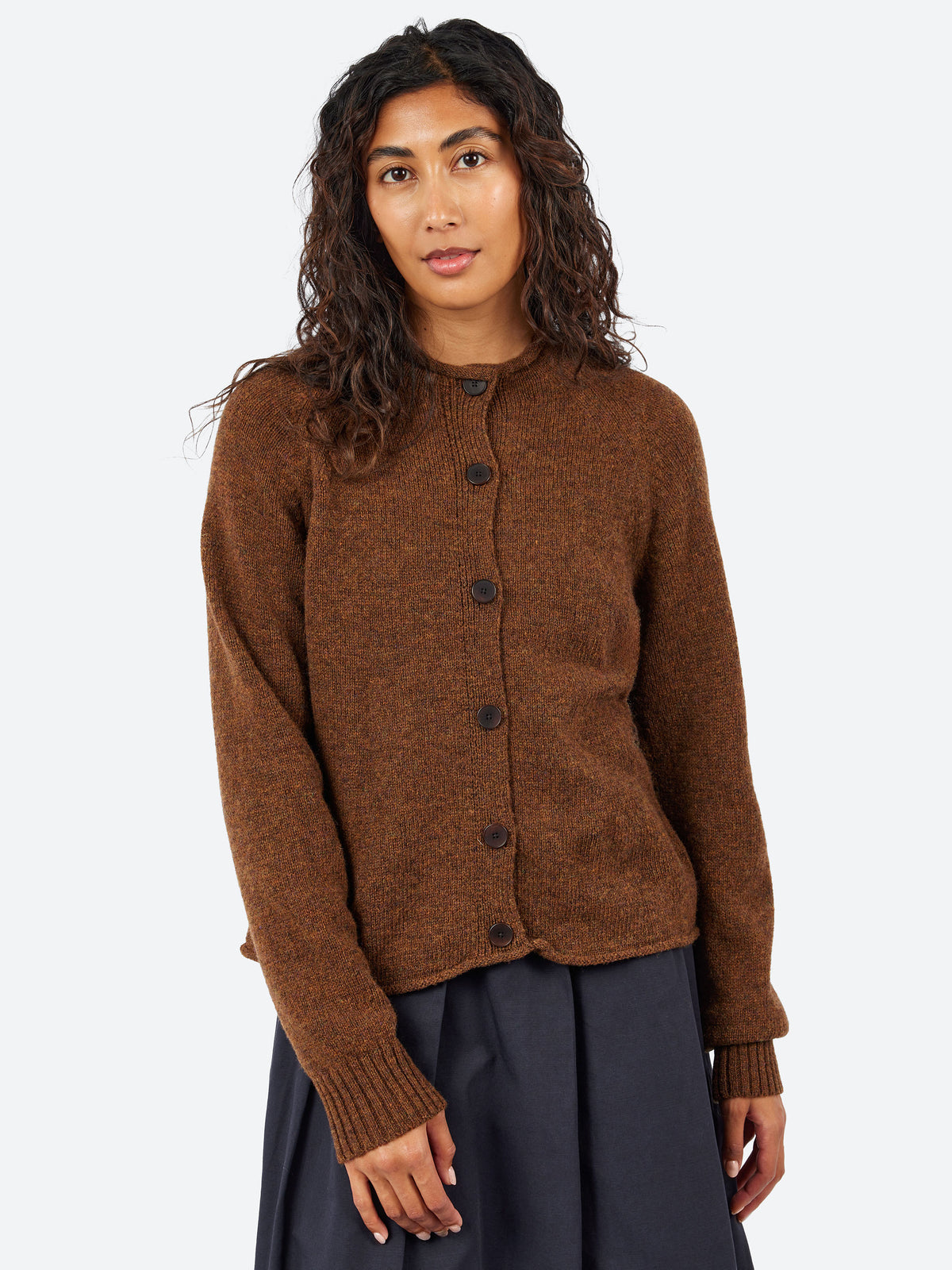 Heathery Wool High Neck Cardigan
