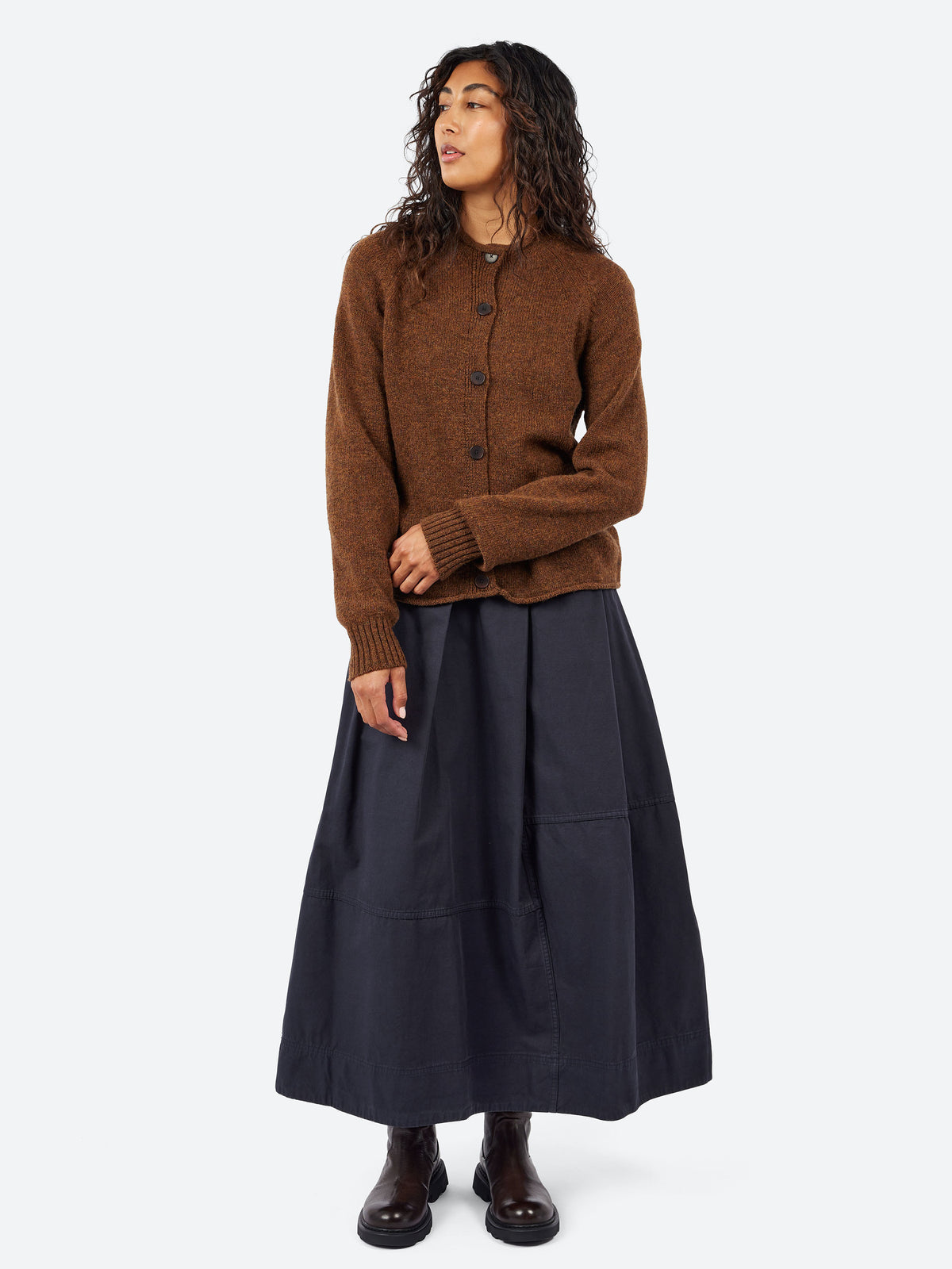 Heathery Wool High Neck Cardigan