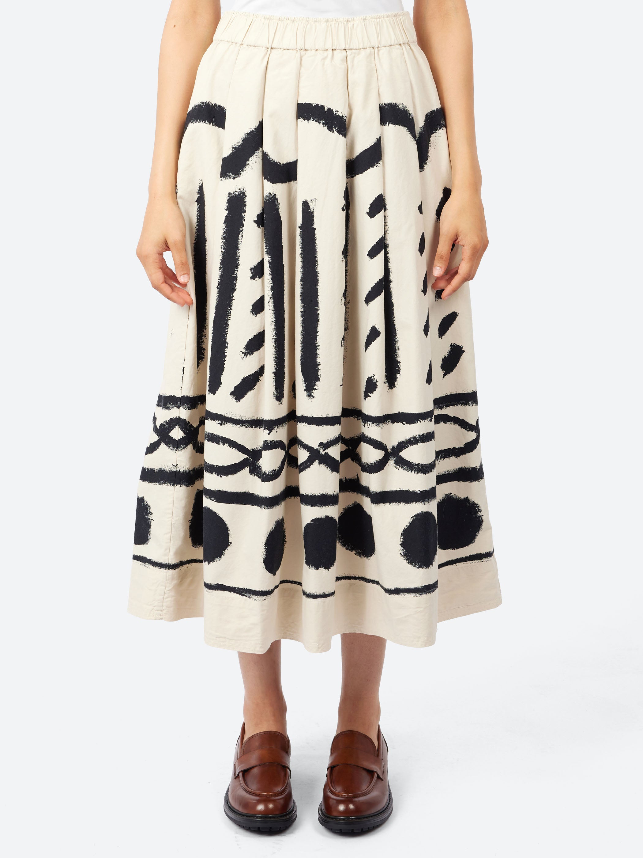 Harvest Print Cotton Linen Poplin Skirt