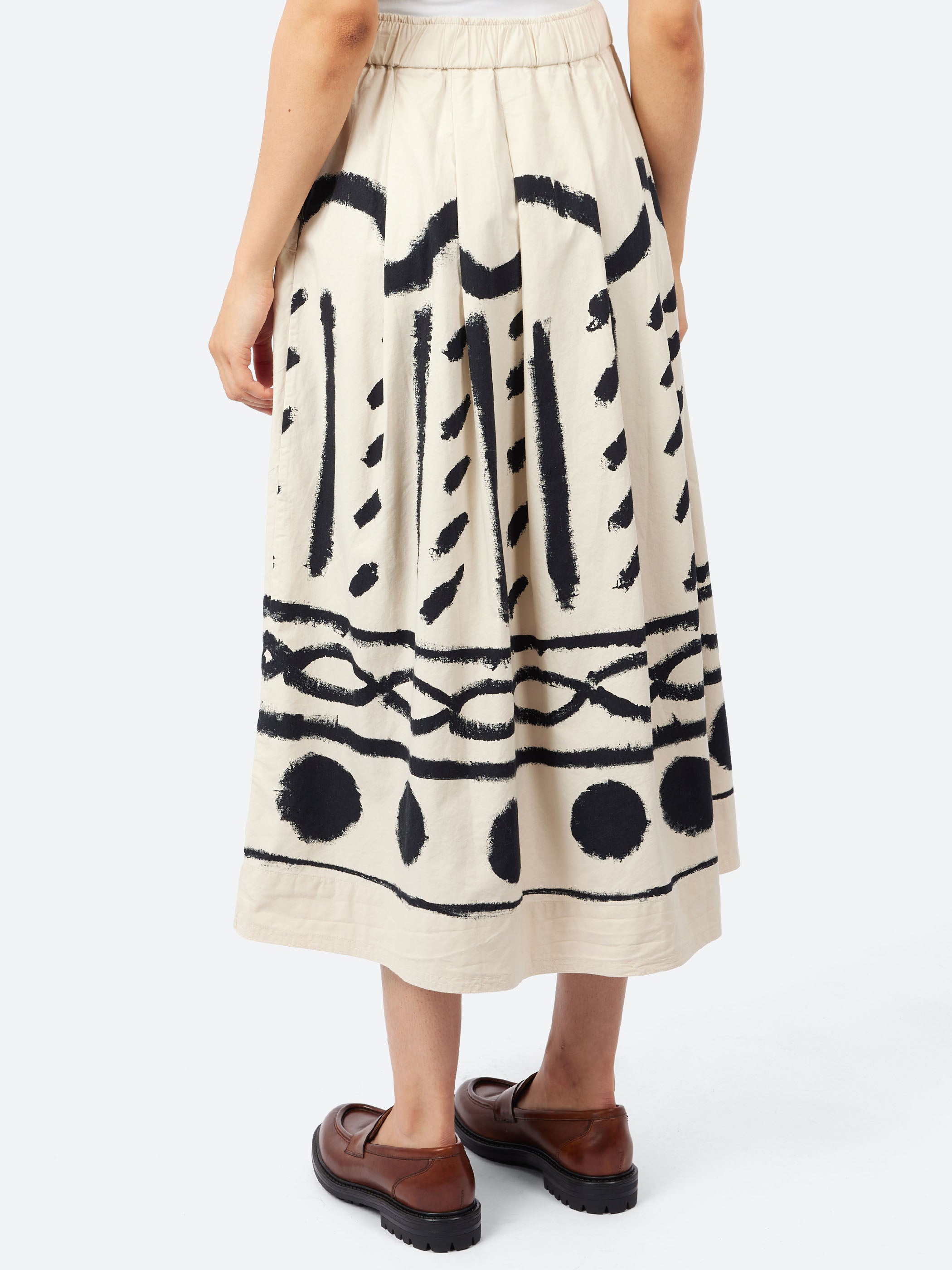 Harvest Print Cotton Linen Poplin Skirt