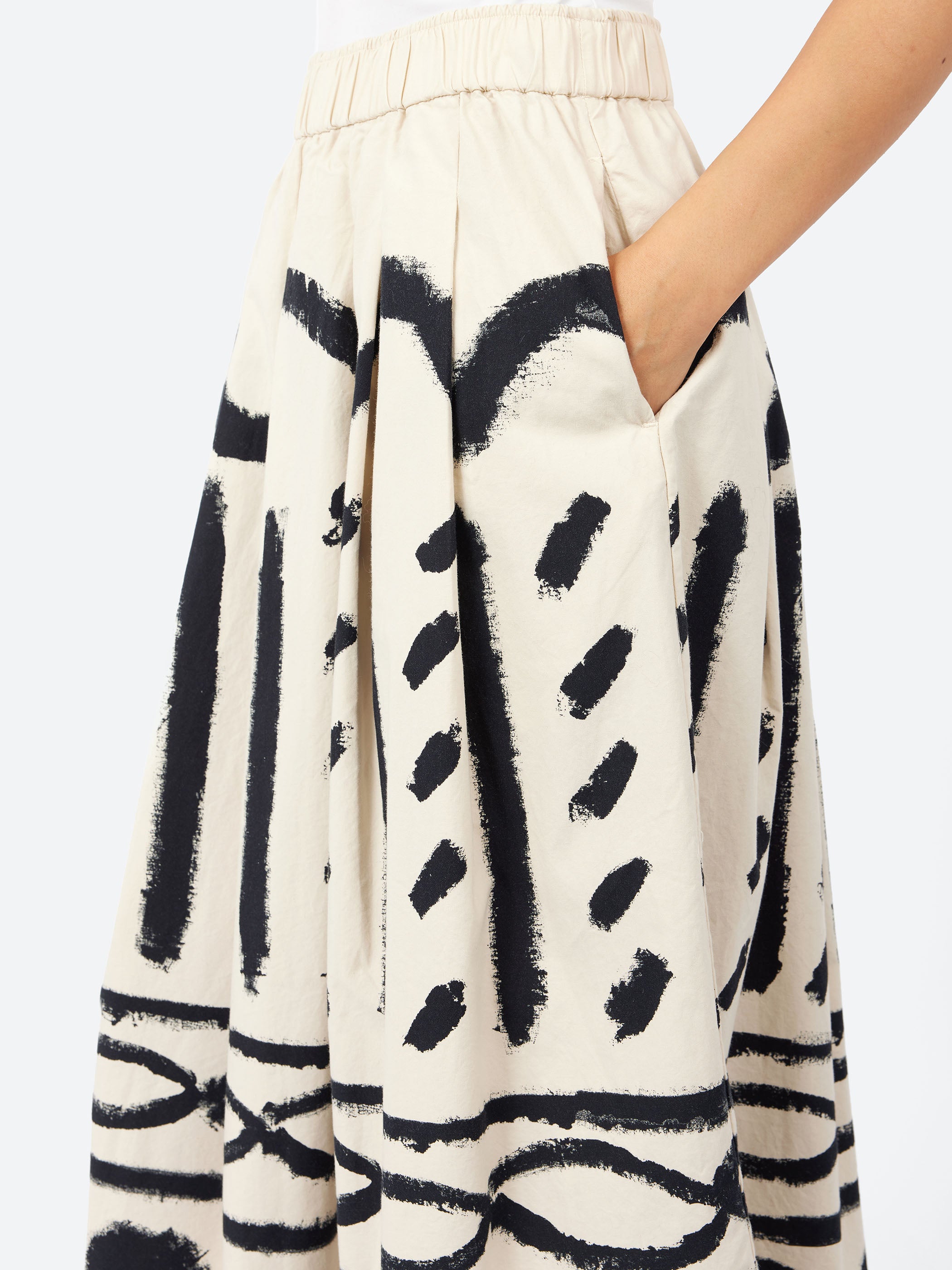 Harvest Print Cotton Linen Poplin Skirt