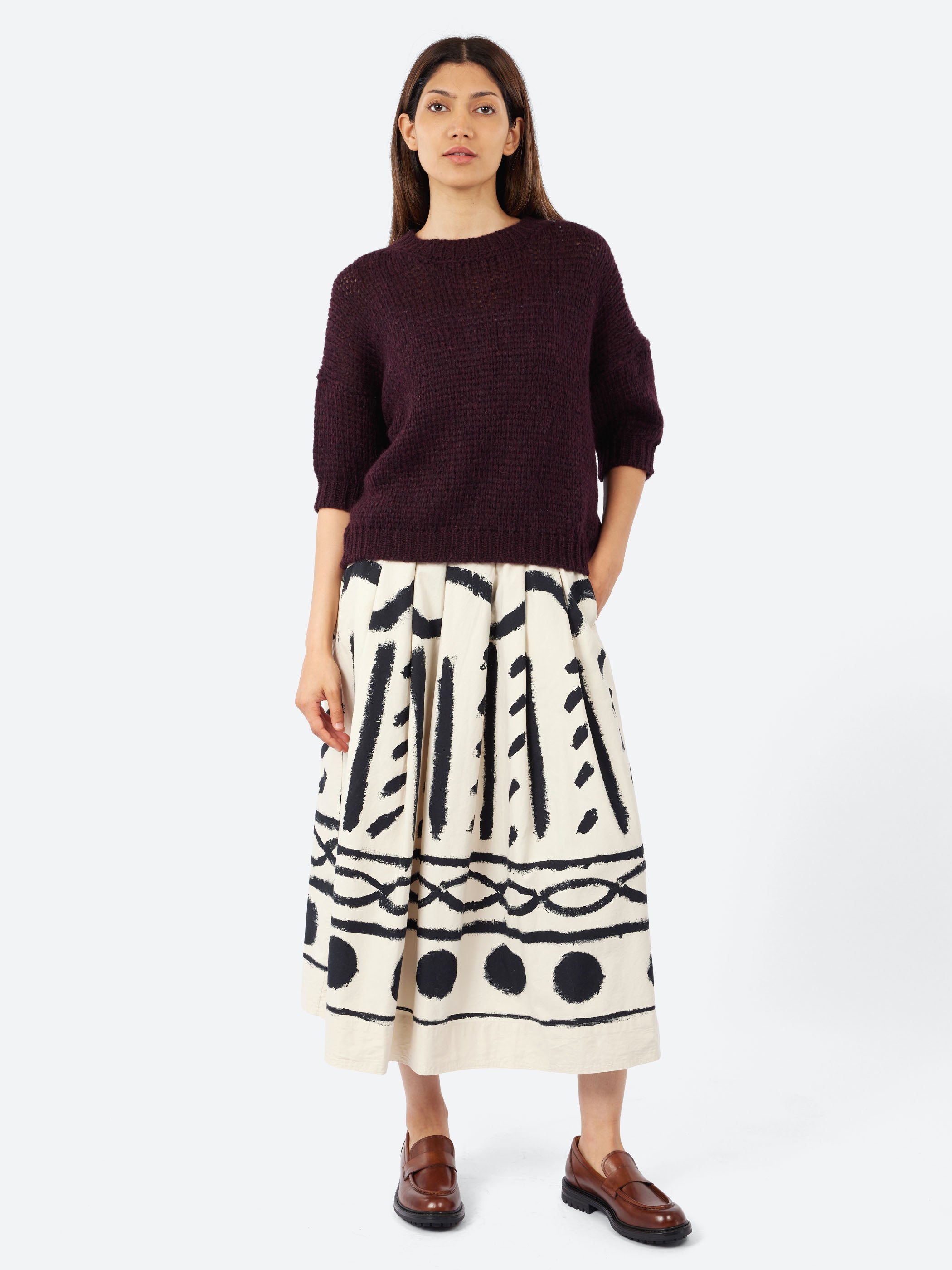 Harvest Print Cotton Linen Poplin Skirt