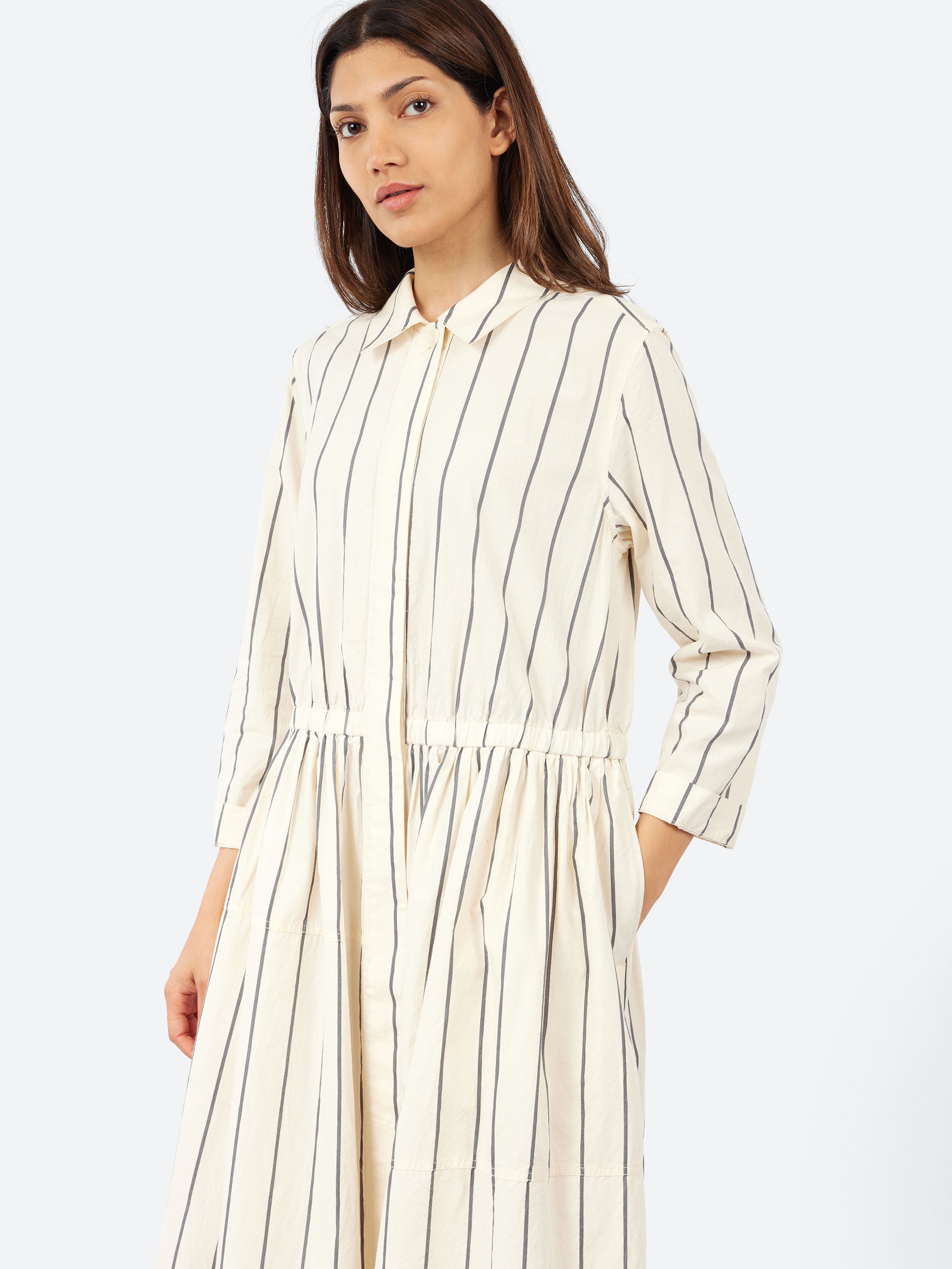 Garland Stripe Cotton Shirt Dress