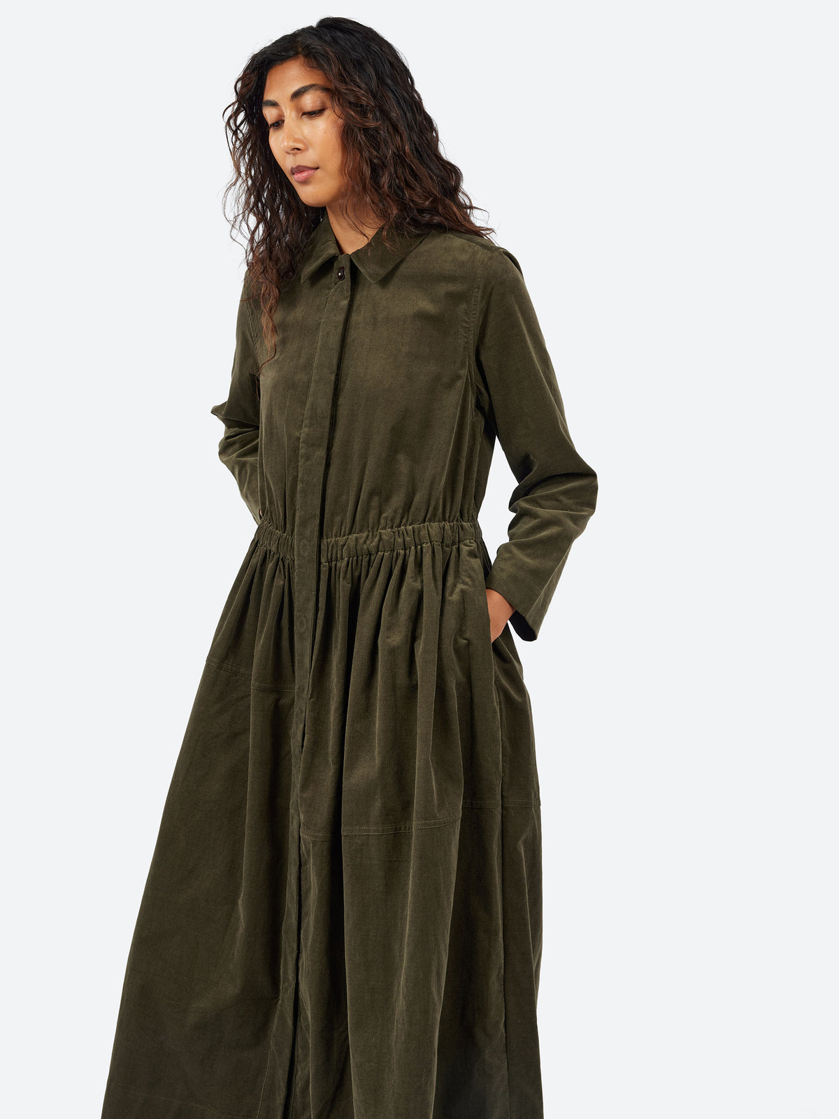 Cotton Needlecord Shirt Dress