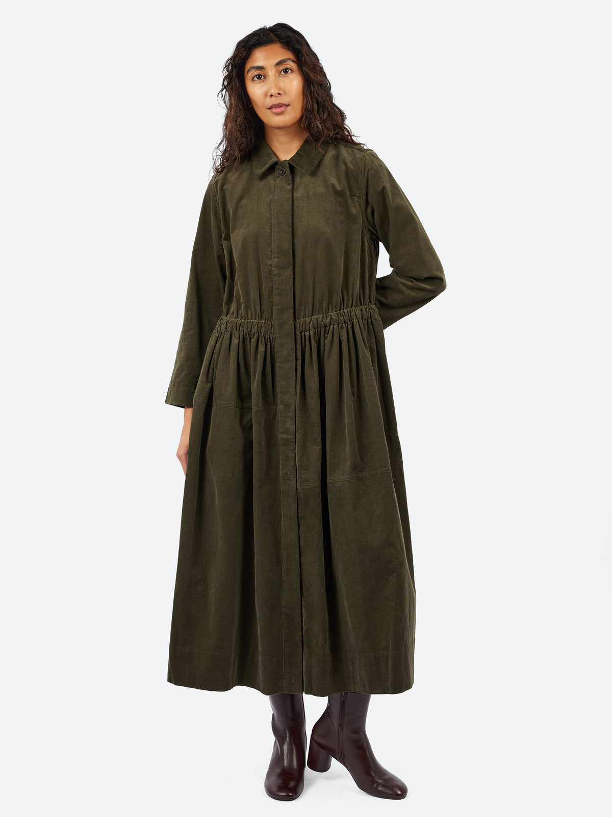 Cotton Needlecord Shirt Dress