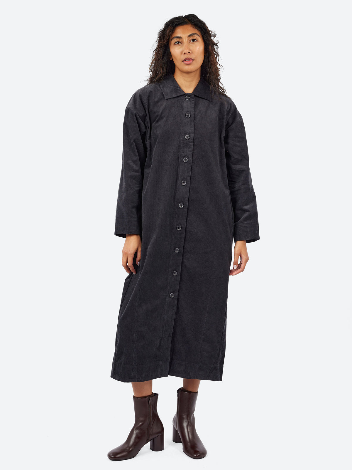 Cord Button Shirtdress