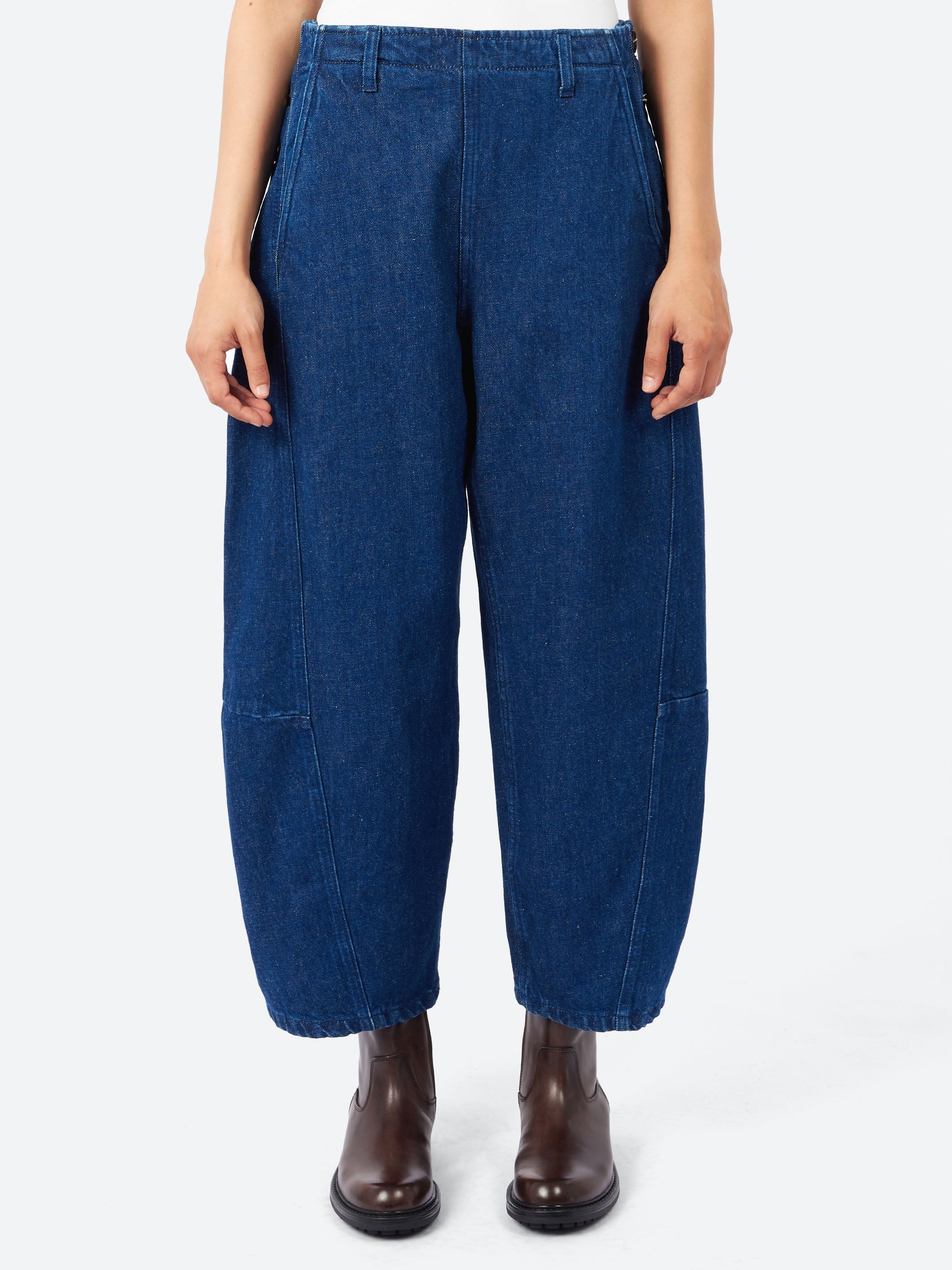 Twisted Seam Cotton Linen Denim Trousers