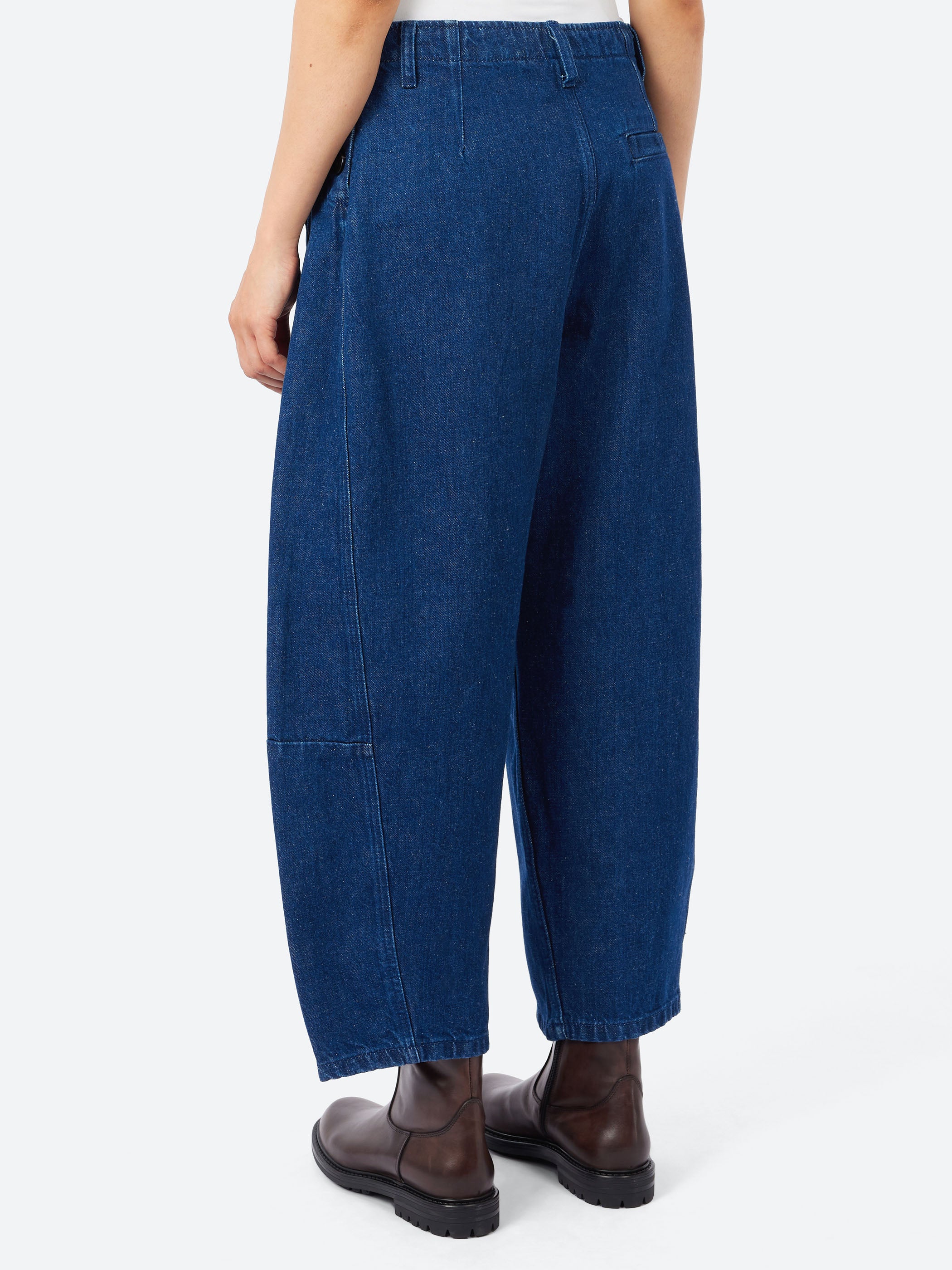 Twisted Seam Cotton Linen Denim Trousers
